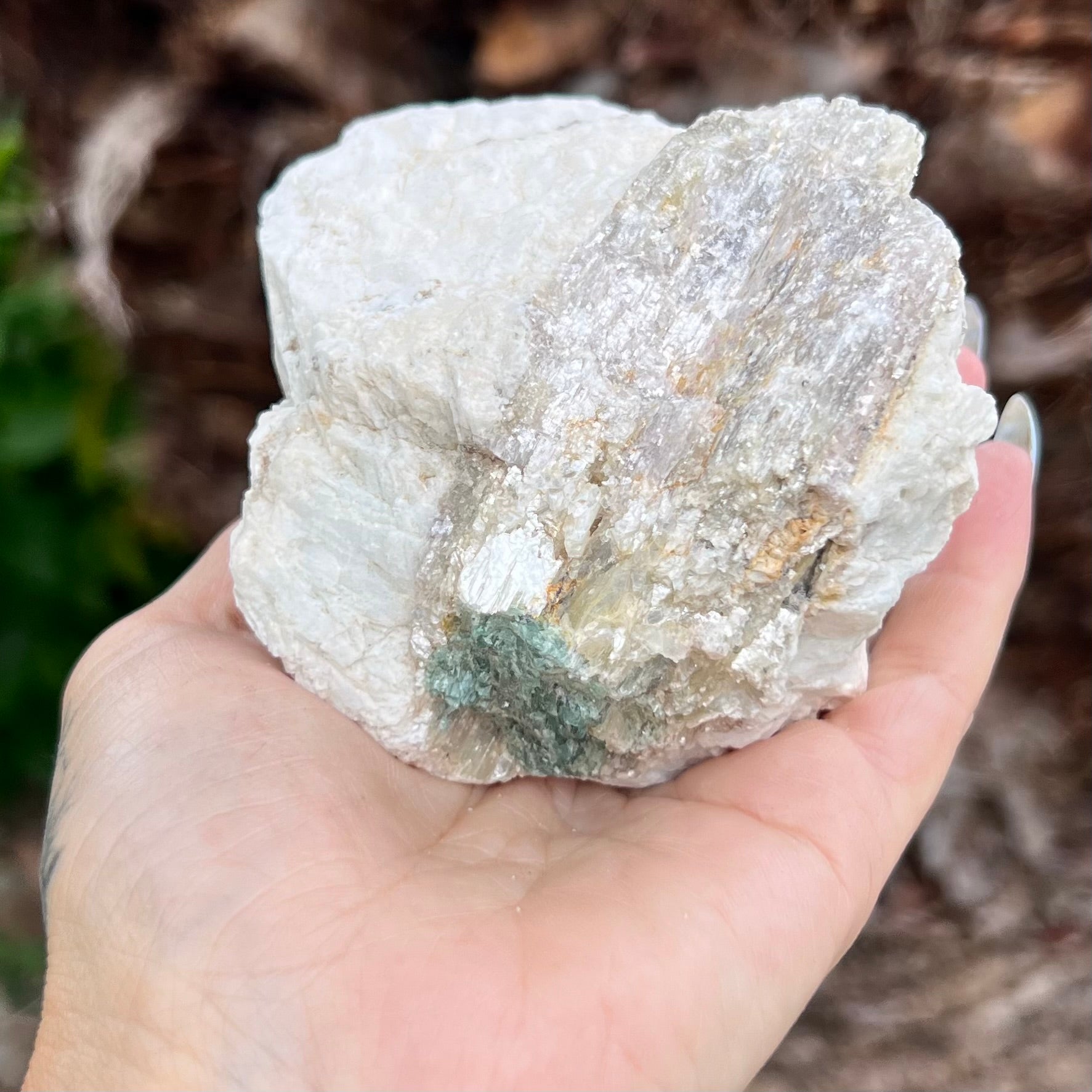 Natural Green Tourmaline & Mica on Matrix