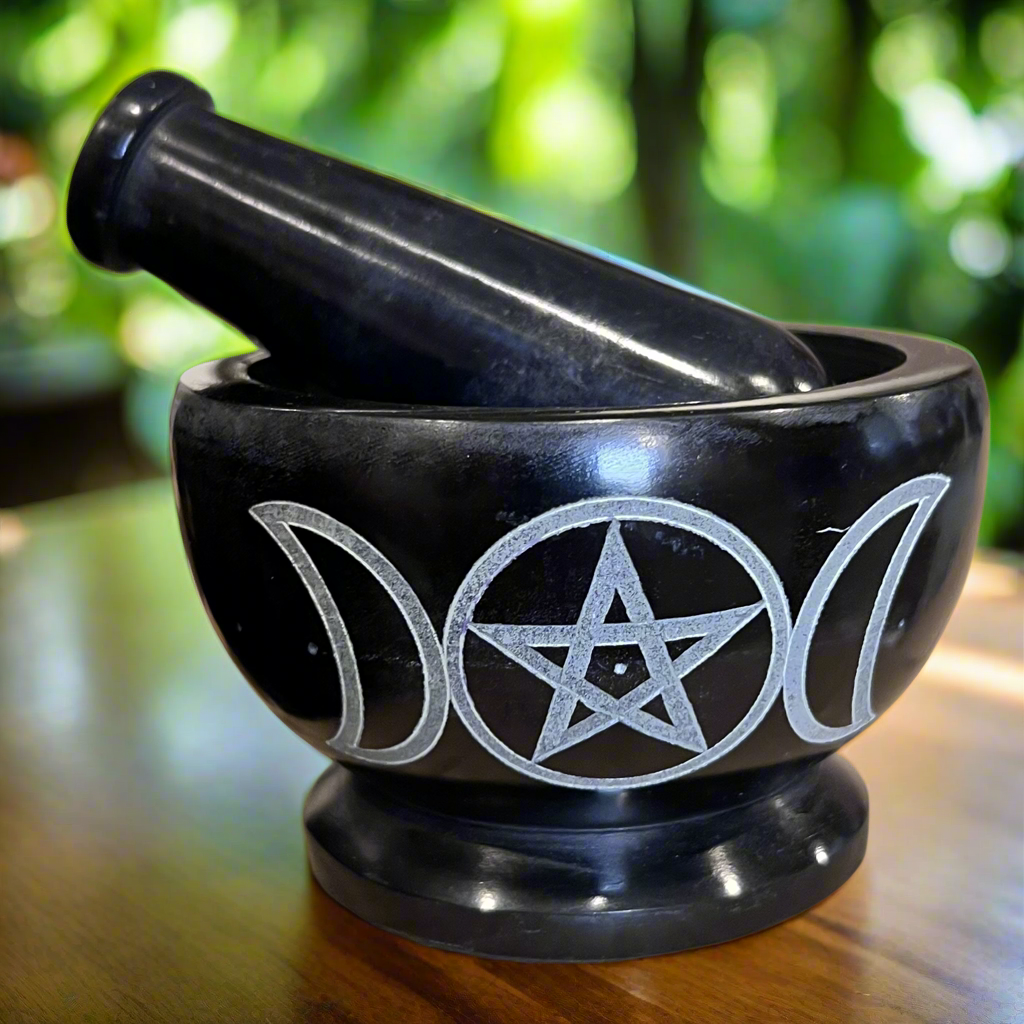 Triple Moon Soapstone Mortar & Pestle