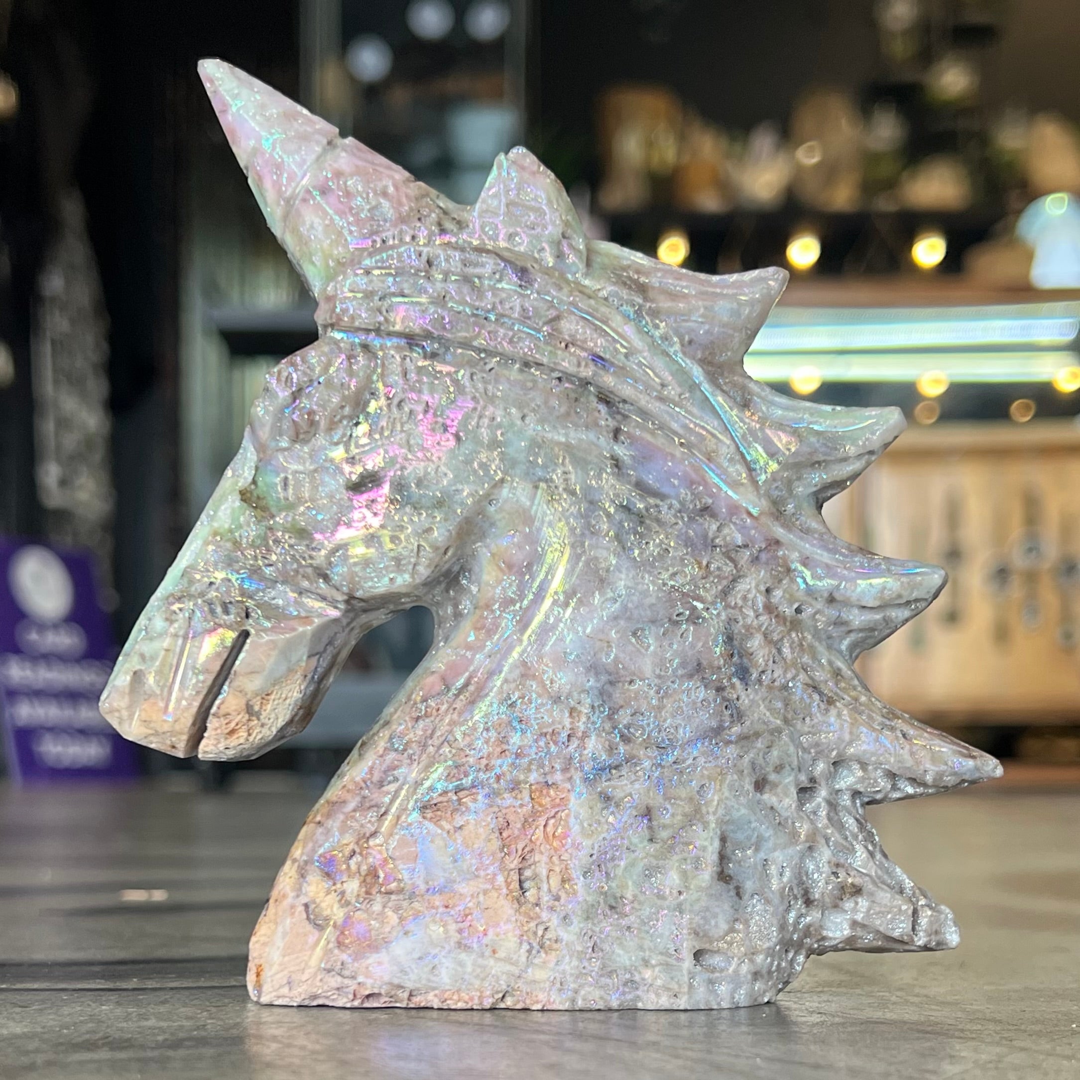 Sphalerite Unicorn Carving ~ Electroplated