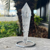 Clear Quartz Generator Wand on Stand