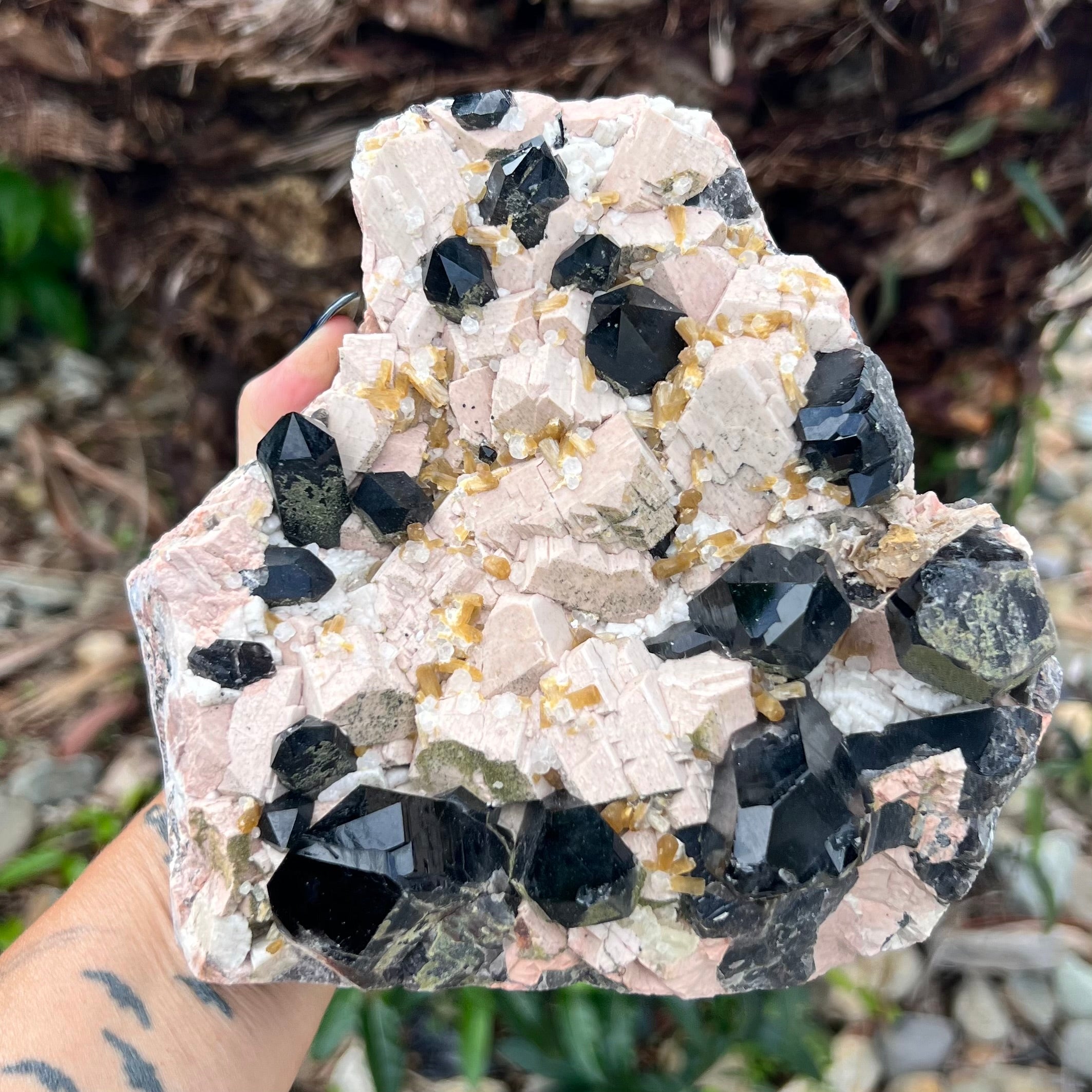 Citrine and Smoky Quartz in Matrix