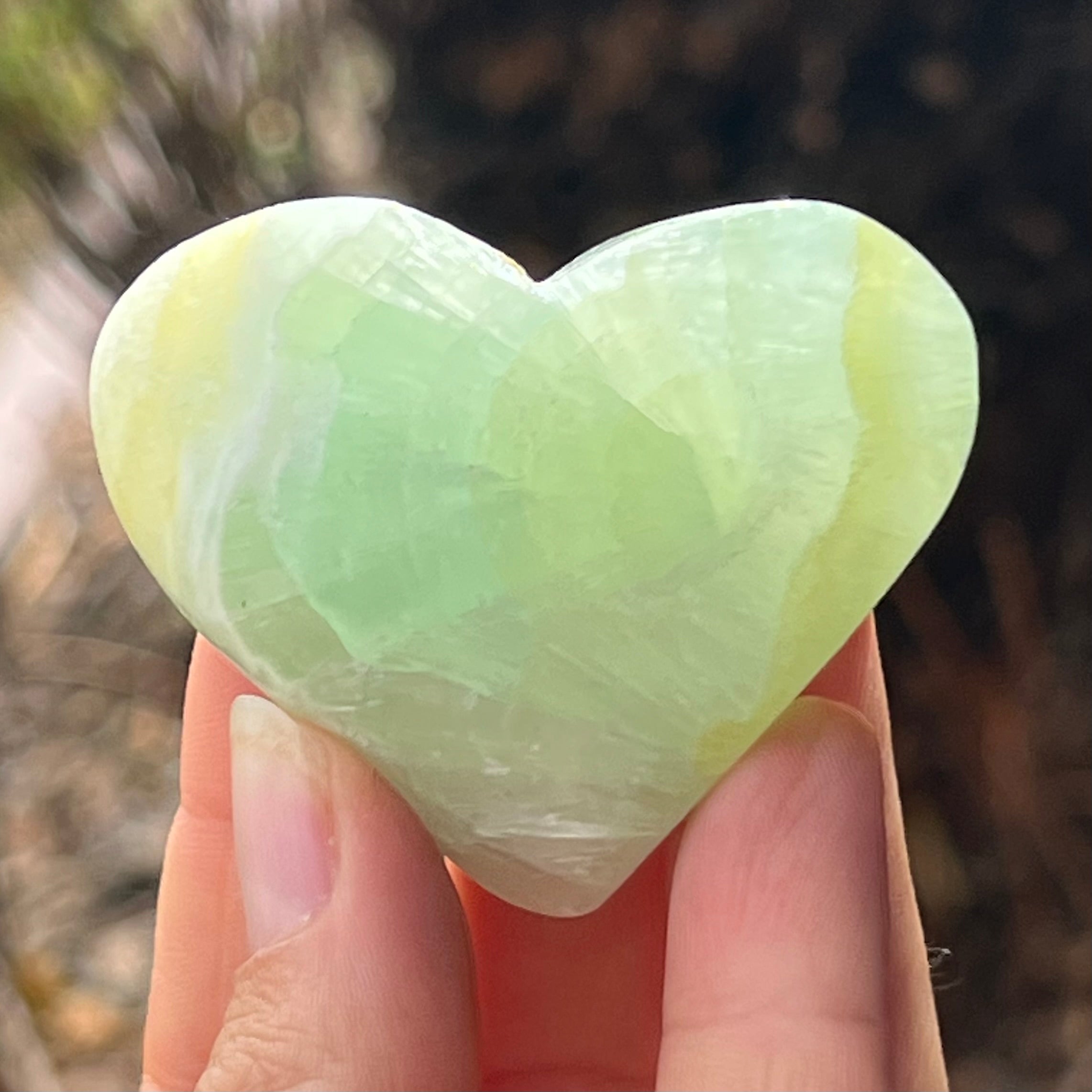 Heart Carving - Pistachio Calcite