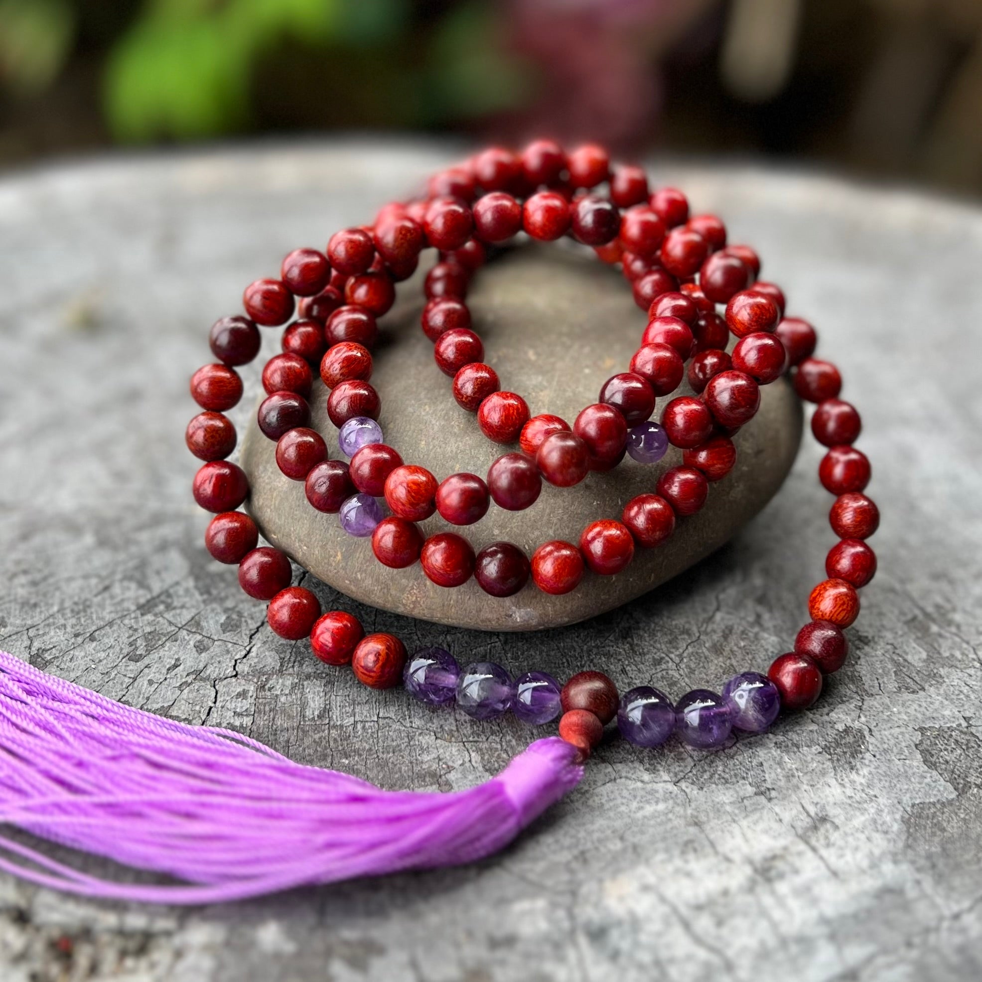 Intuition~ Rosewood and Amethyst ~ Meditation Necklace