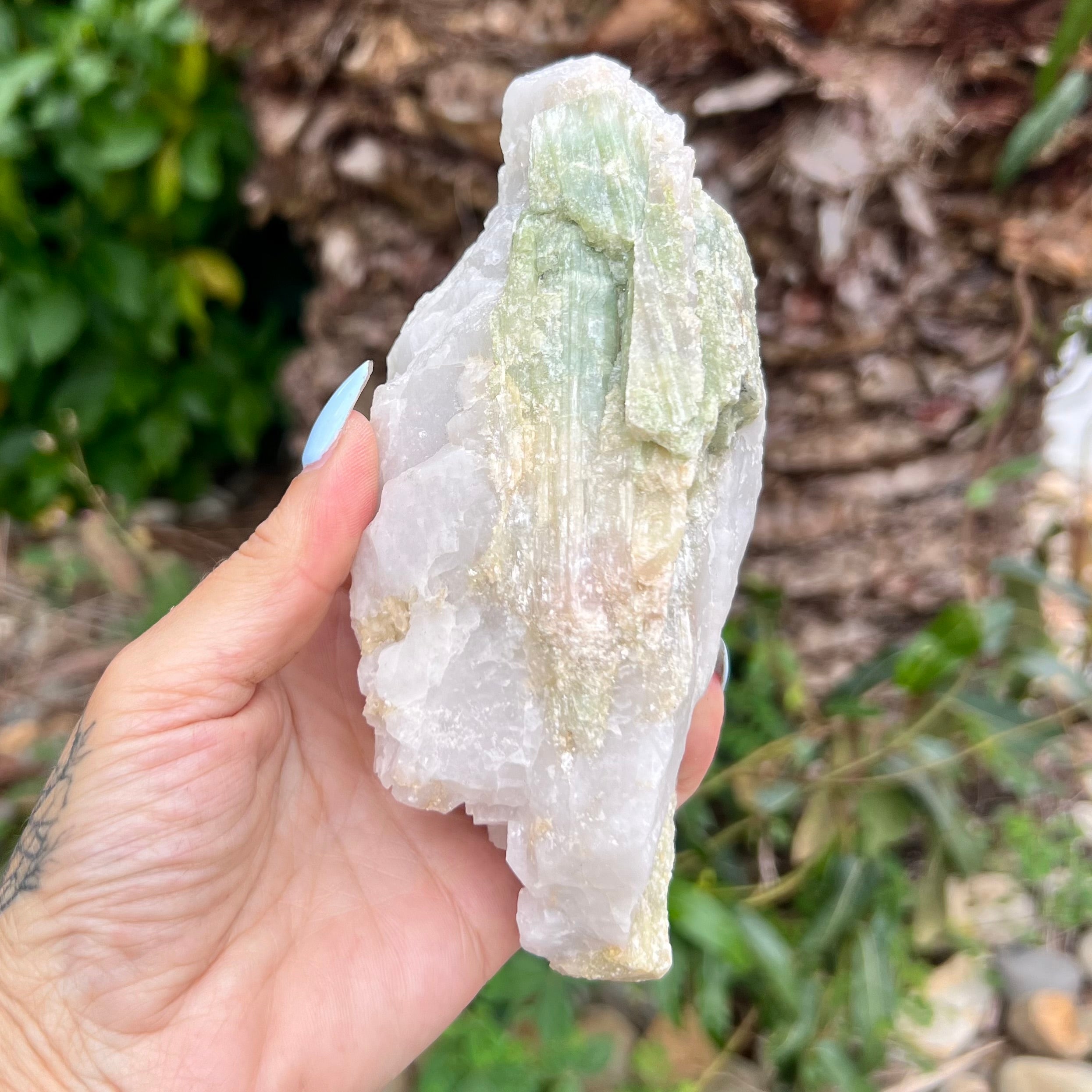 Natural Green Tourmaline on Matrix