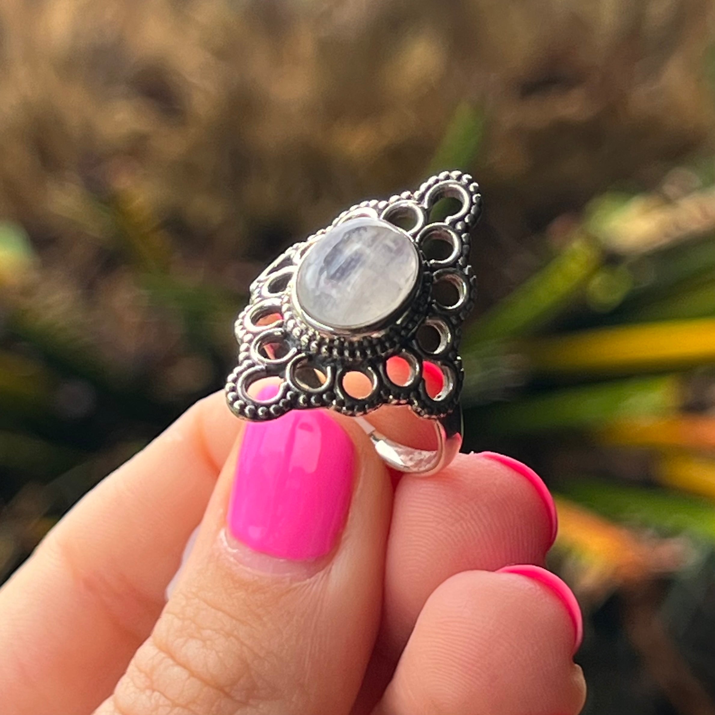 Moonstone ~ Sterling Silver Ring ~ size 7.5