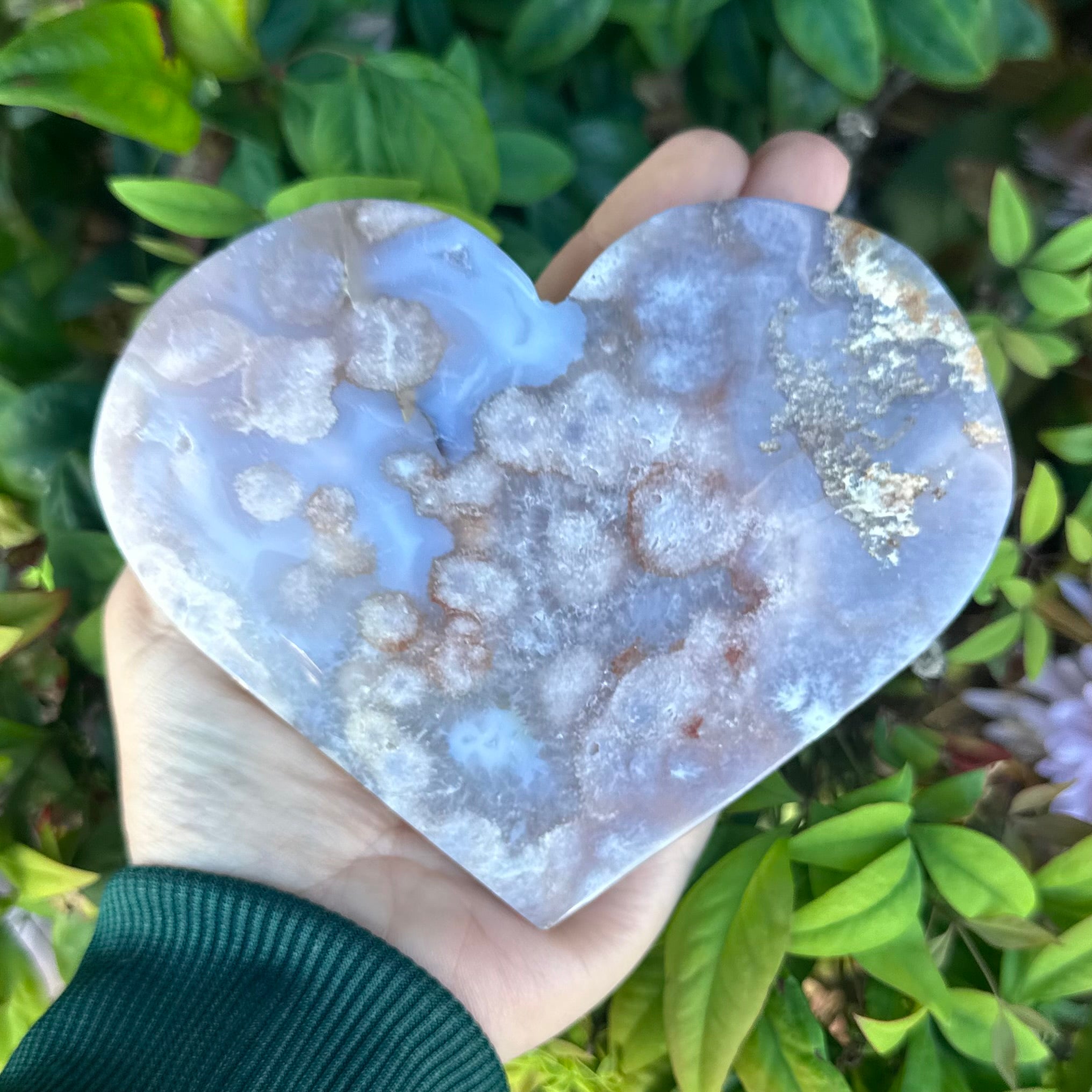 Flower Agate Heart Carving