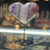 Amethyst Healing Heart Carving on Metal Stand