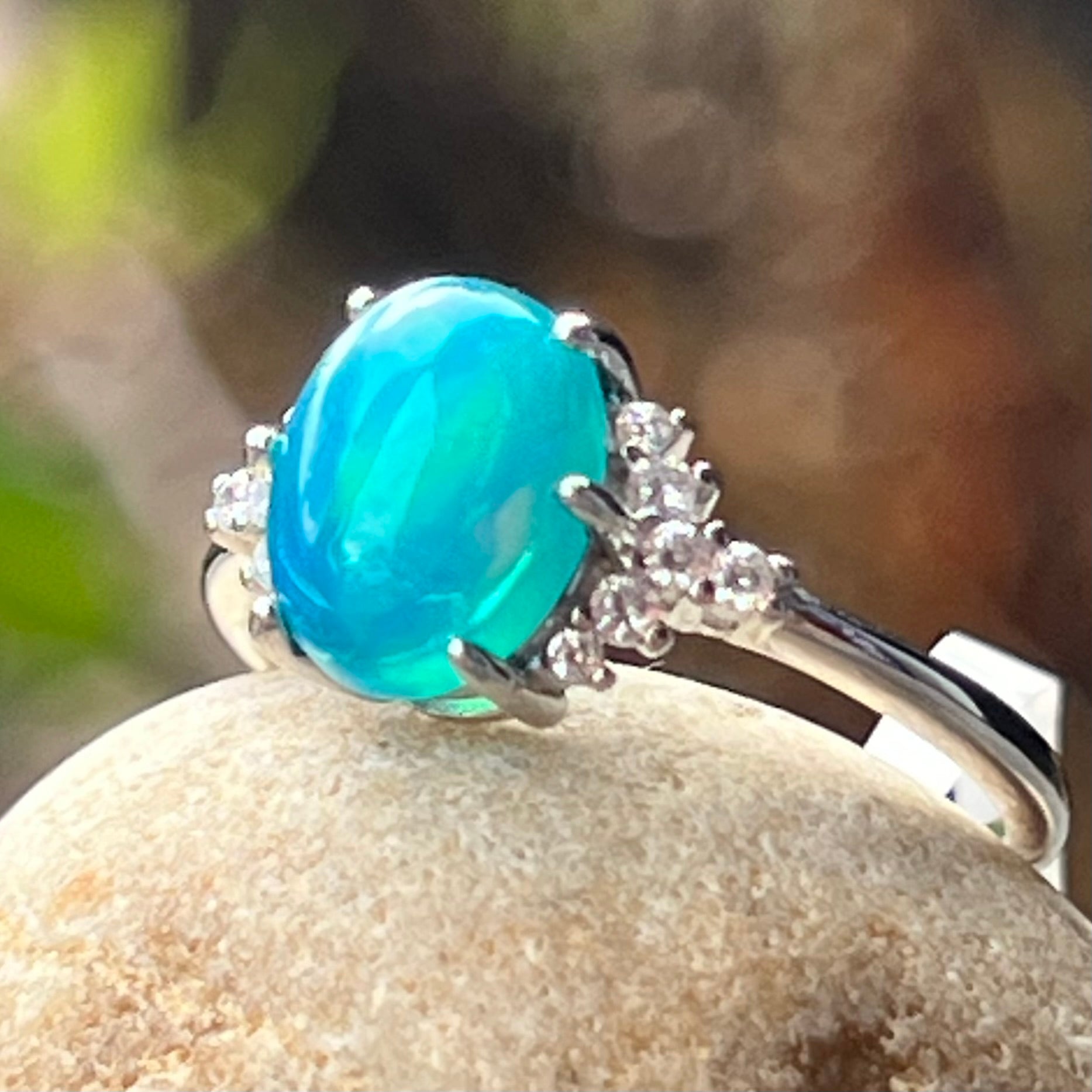 Paralba  Opal ~ Sterling Silver Ring - size 6