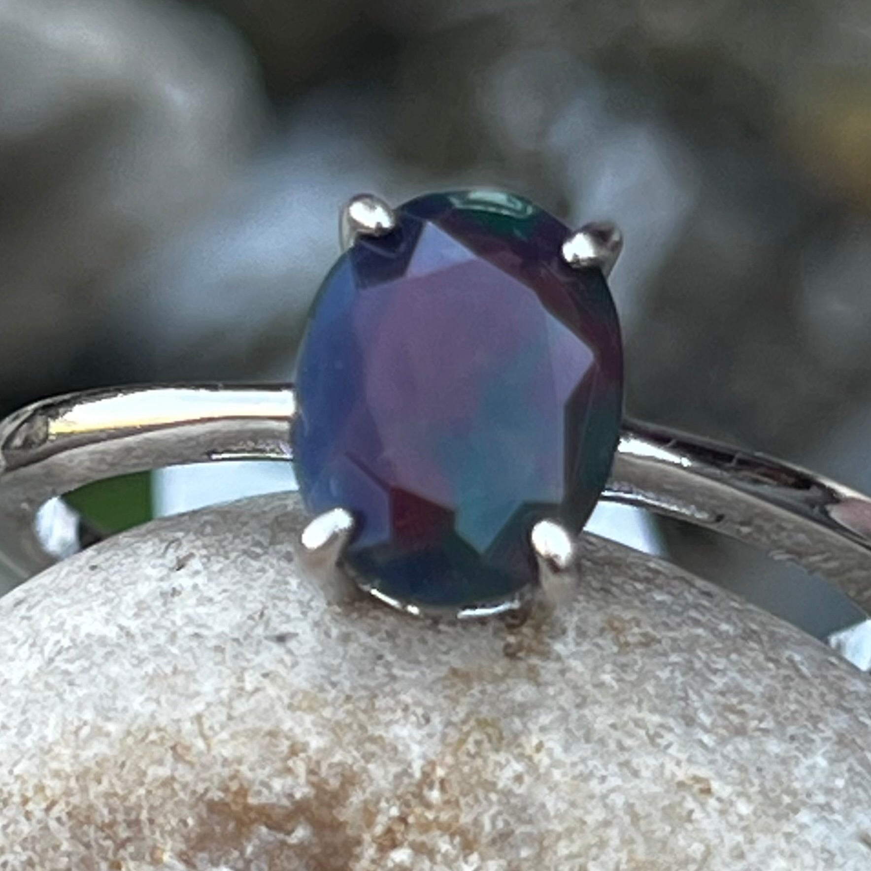 Black Opal ~ Sterling Silver Ring ~ Size 7 ~ 1
