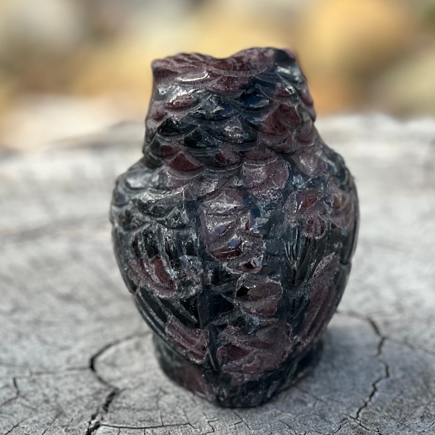 Wise Owl Garnet Carving