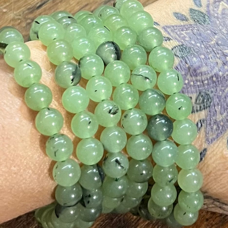 Prehnite Beaded Bracelet ~ Large Fit