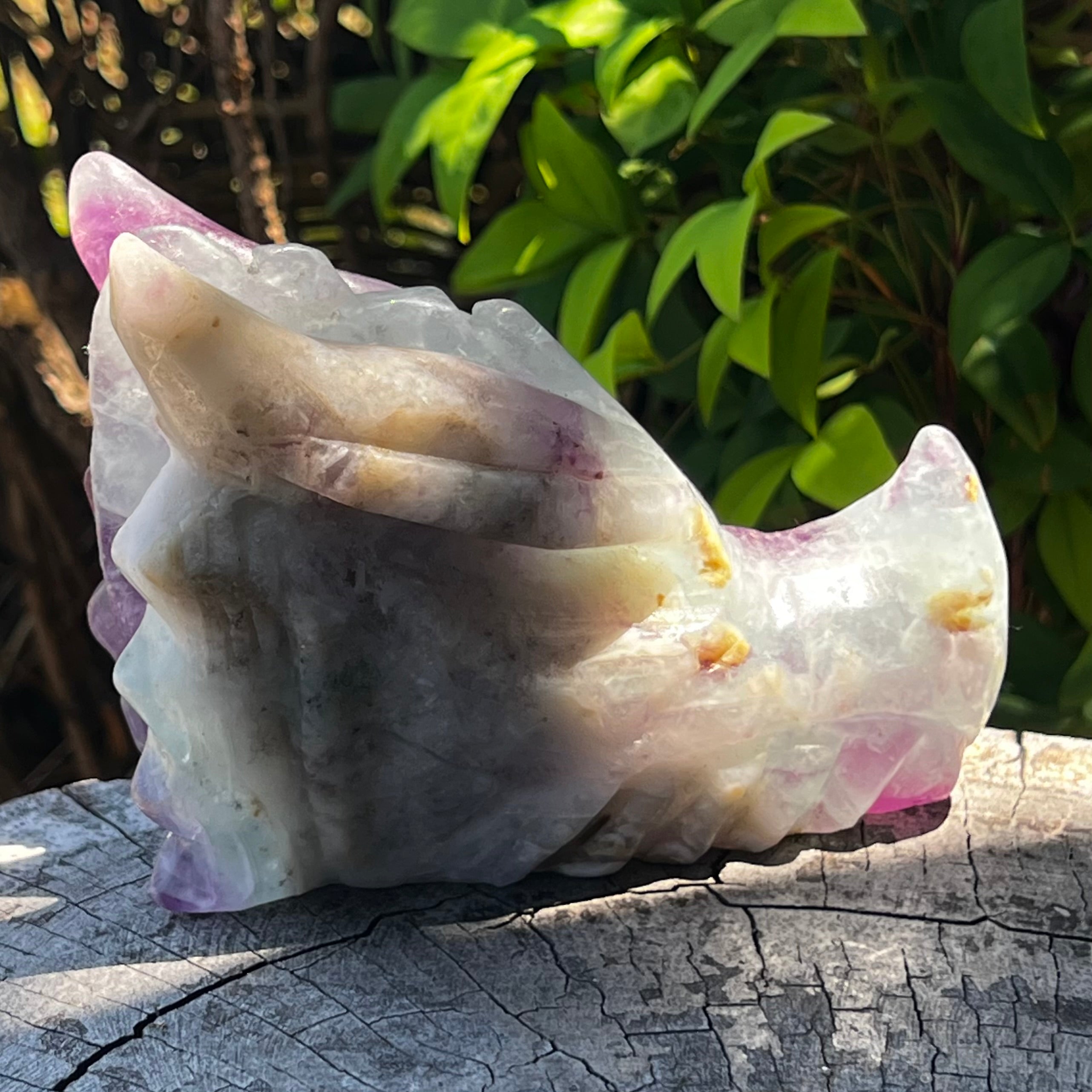 Rainbow Fluorite Dragon Head Carving