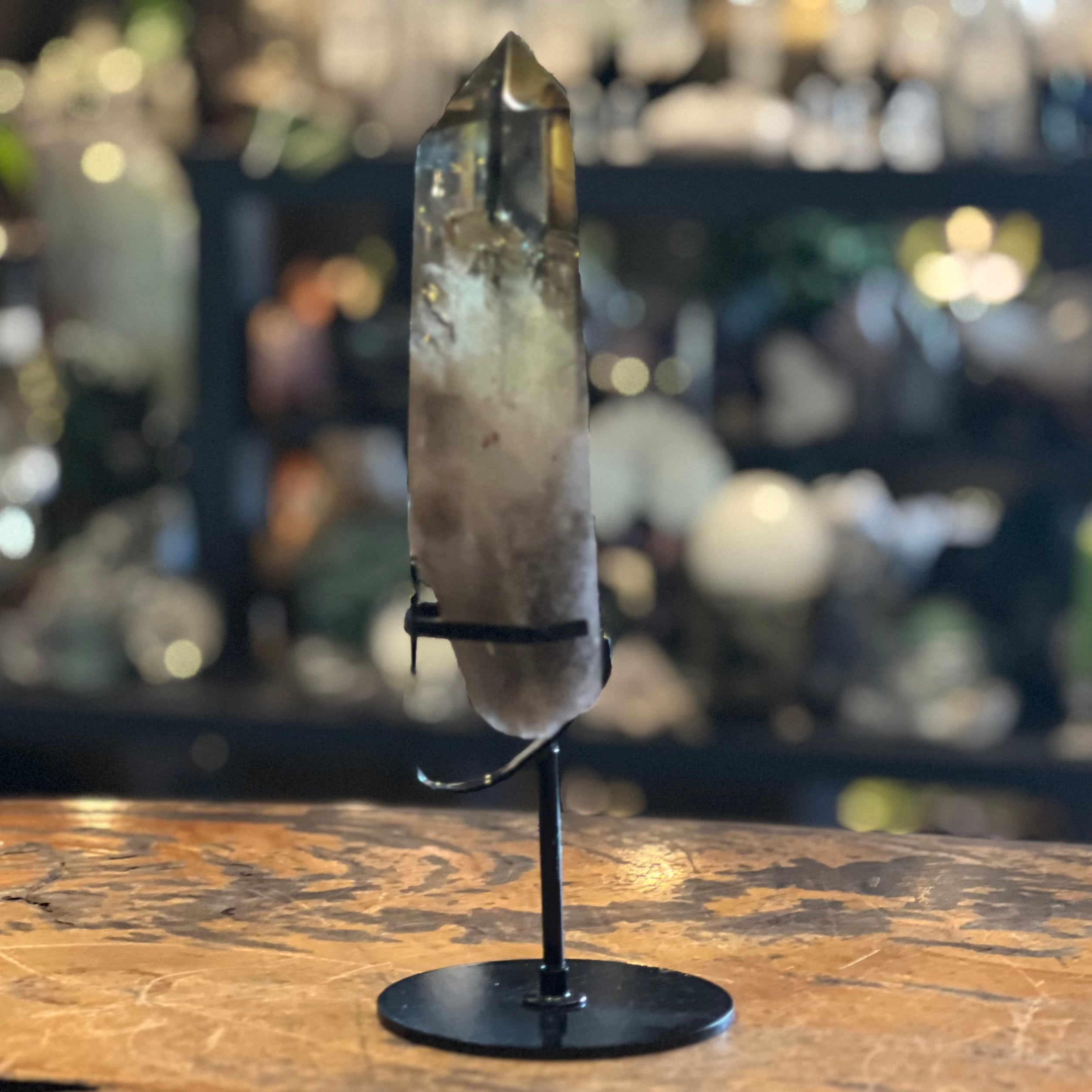 Citrine Semi Raw Point on Metal Stand