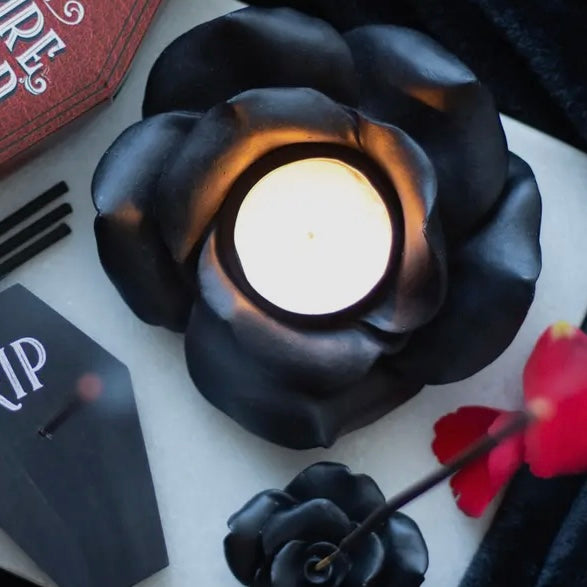 Black Rose ~ Gothic Candle Holder