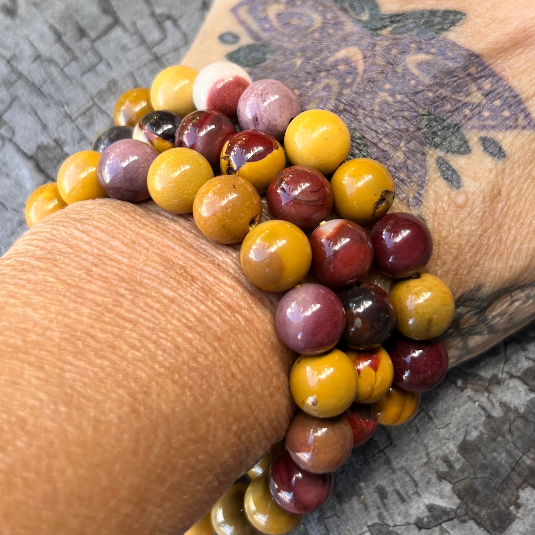 Mookaite Beaded Bracelet ~ Large Fit