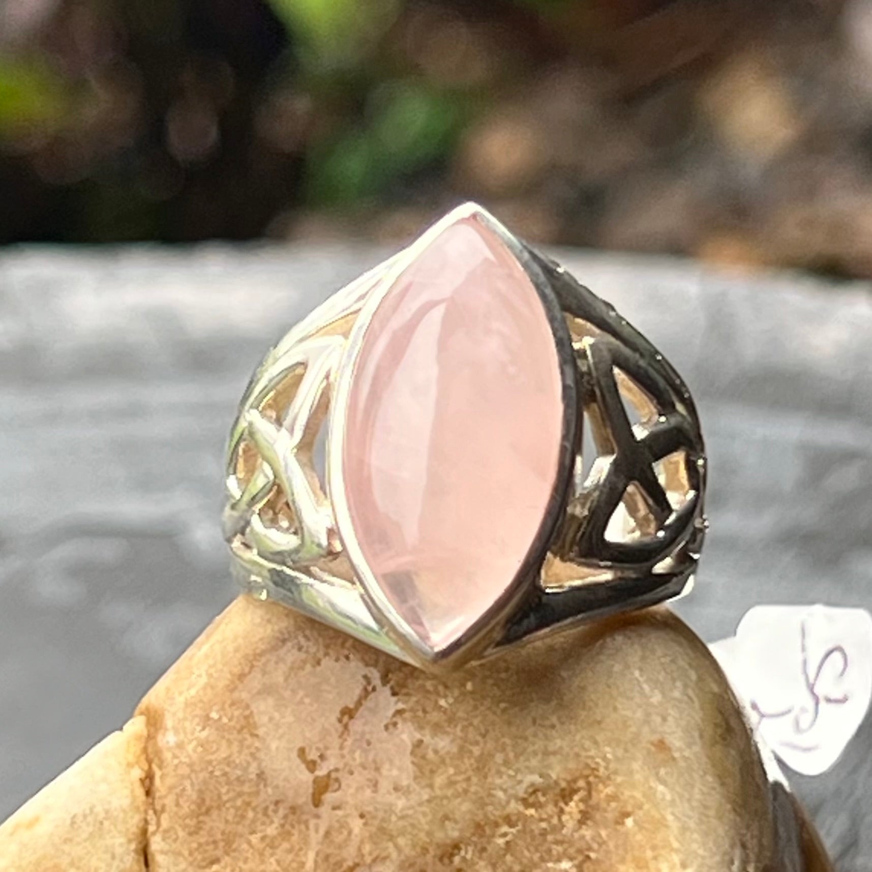 Rose Quartz ~ Sterling Silver Ring ~ 9