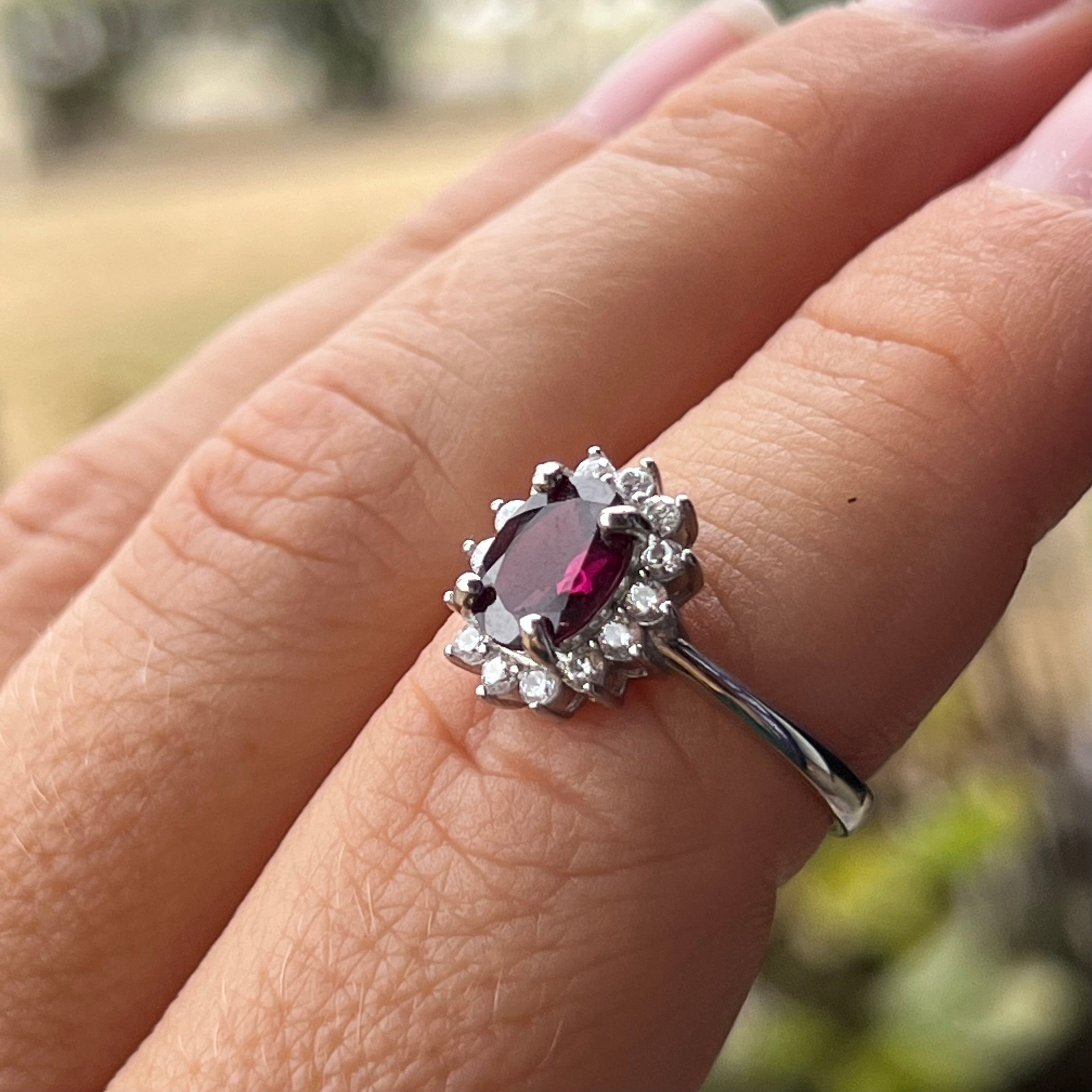 Rhodonite Garnet Sterling Silver Ring ~ Size 7