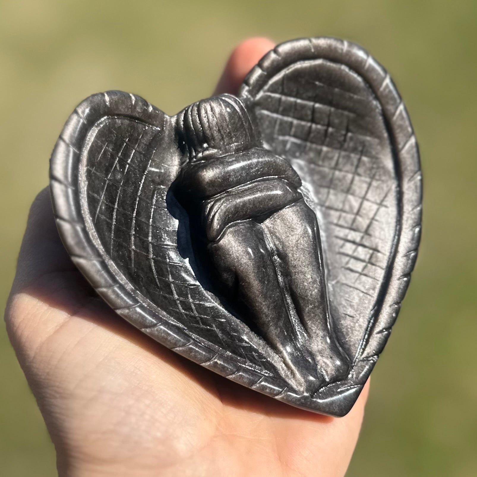 Resting Angel of Protection ~ Silver Sheen Obsidian