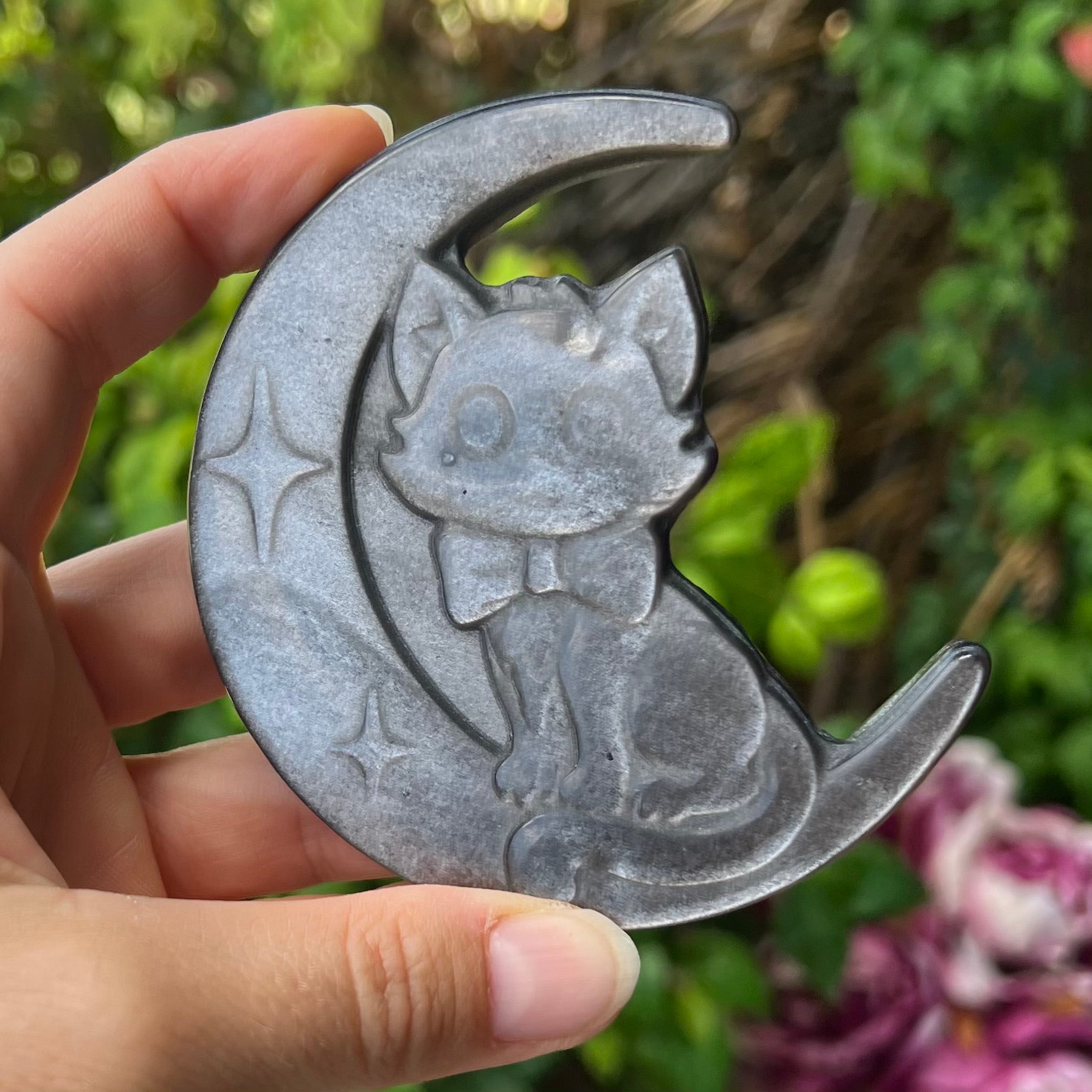 Celestial Kitty Cat ~ Silver Sheen Obsidian