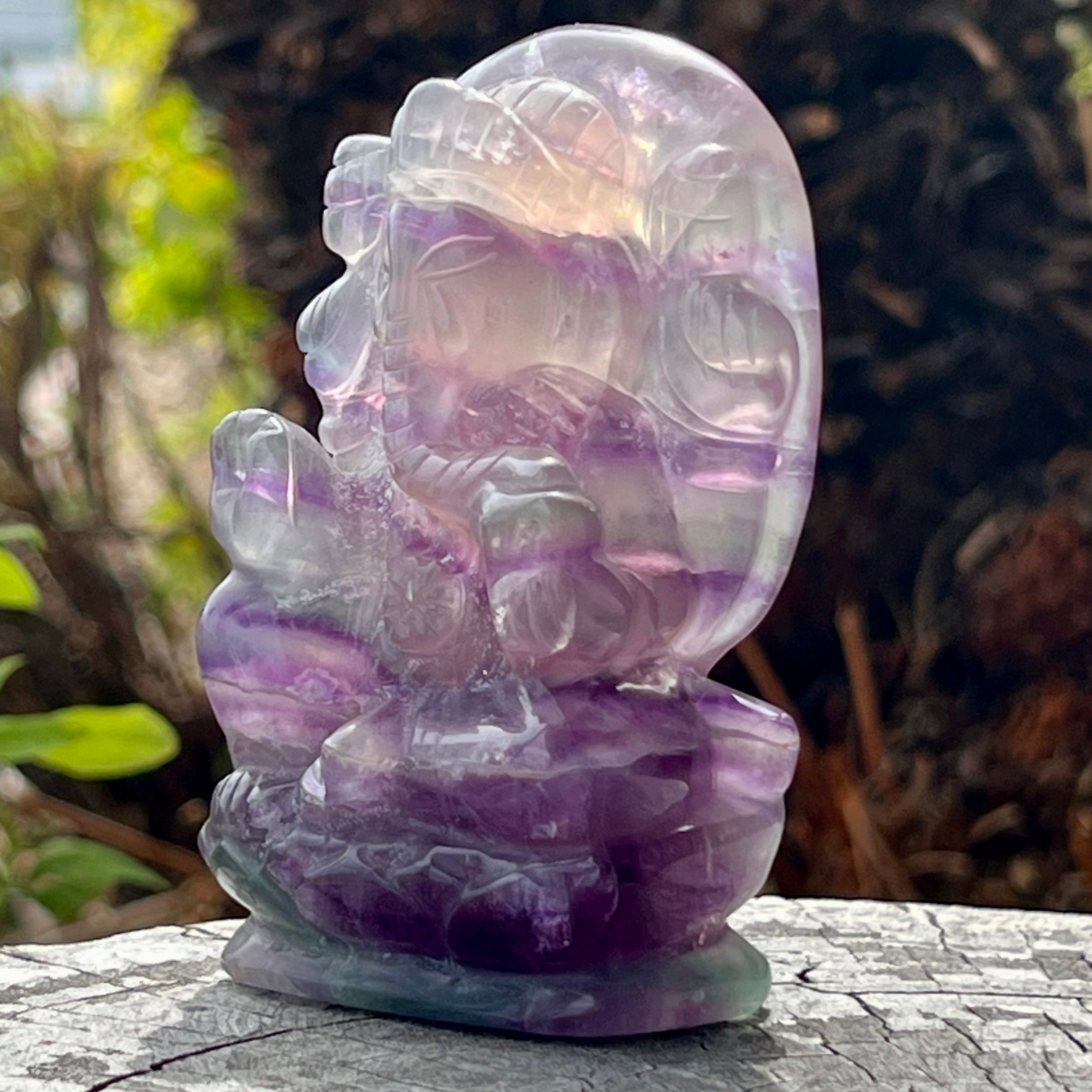 Rainbow Fluorite Ganesh Carving