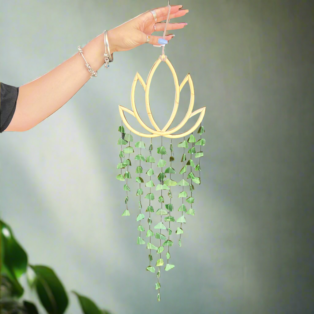 Sea Glass Lotus Wind Chime Wall Art ~ Green