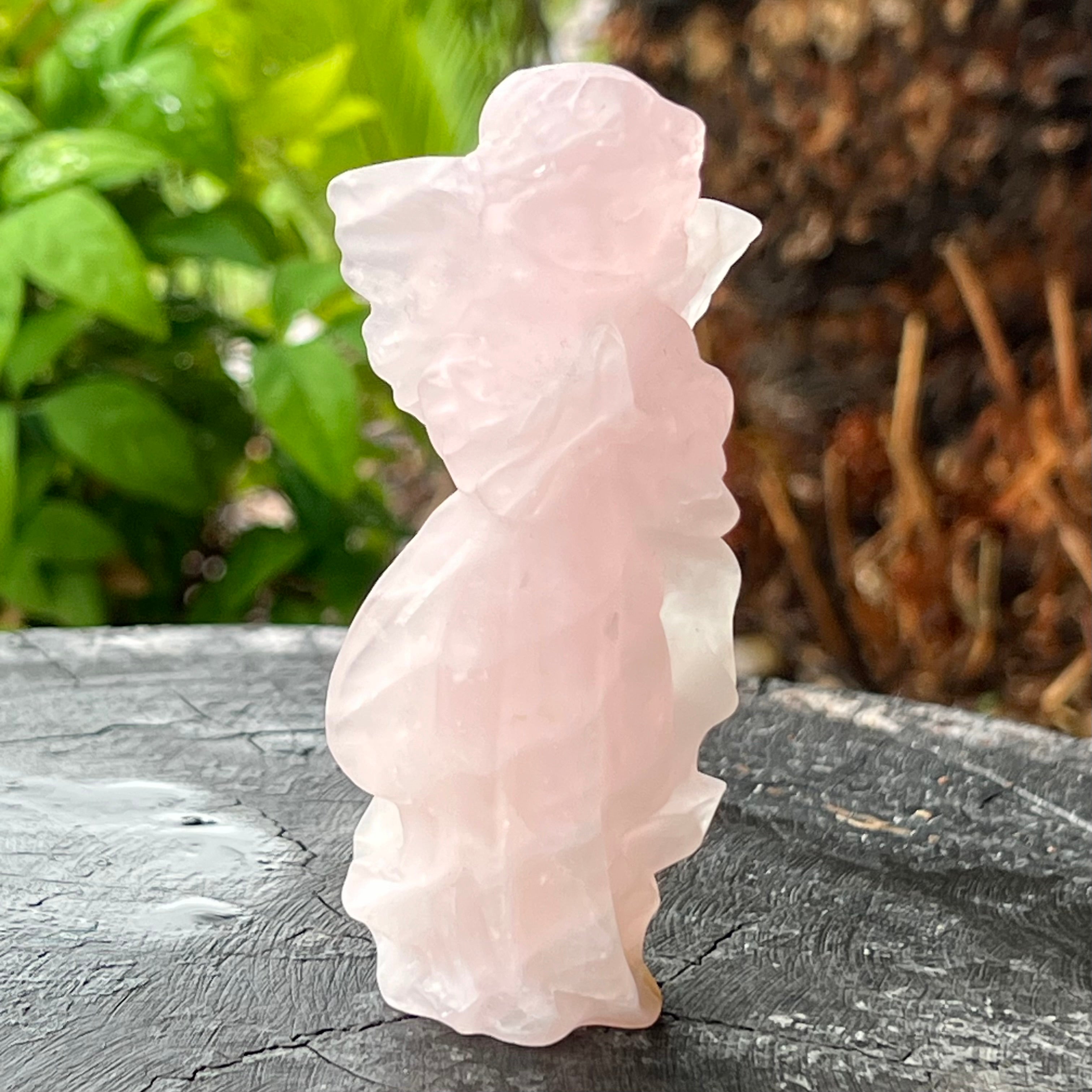 Memorial Angel ~ Rose Quartz Carving