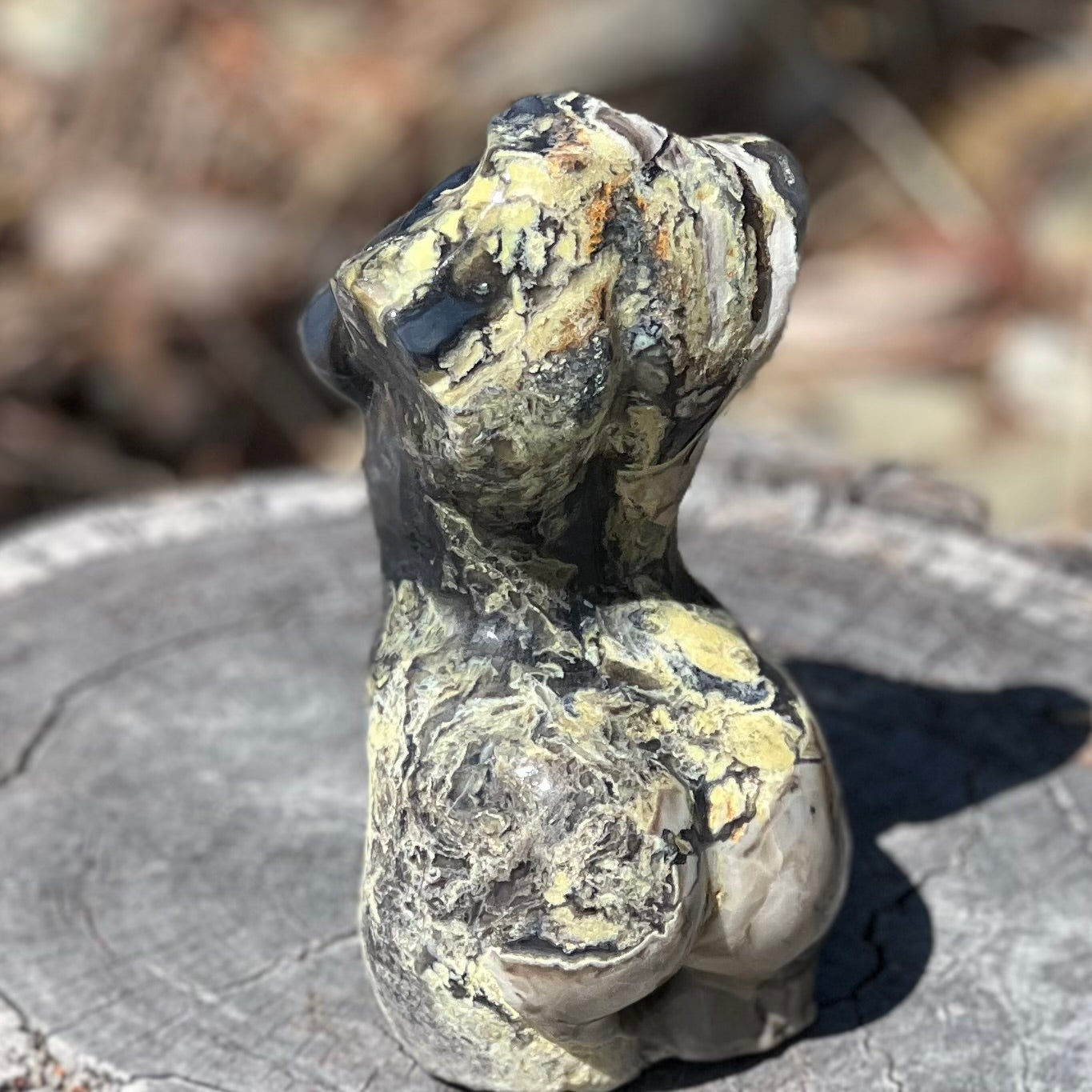 Volcanic Agate Lady Body Carving