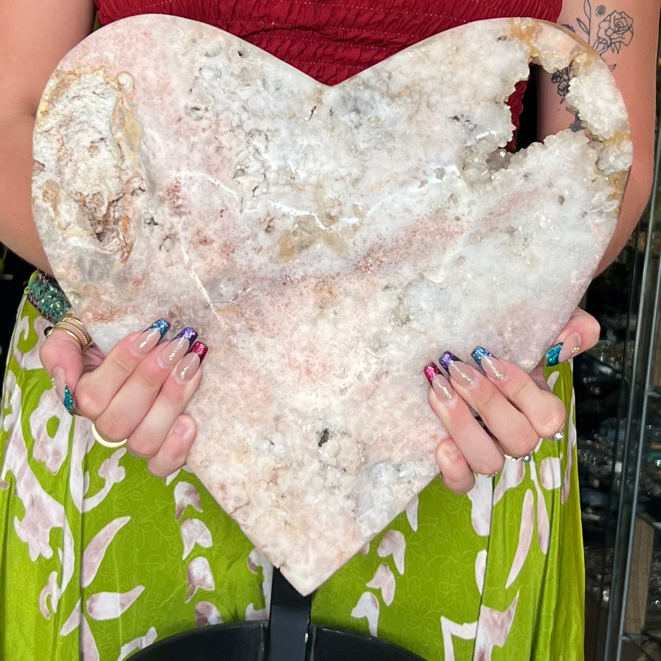 HUGE Pink Amethyst Heart on Stand