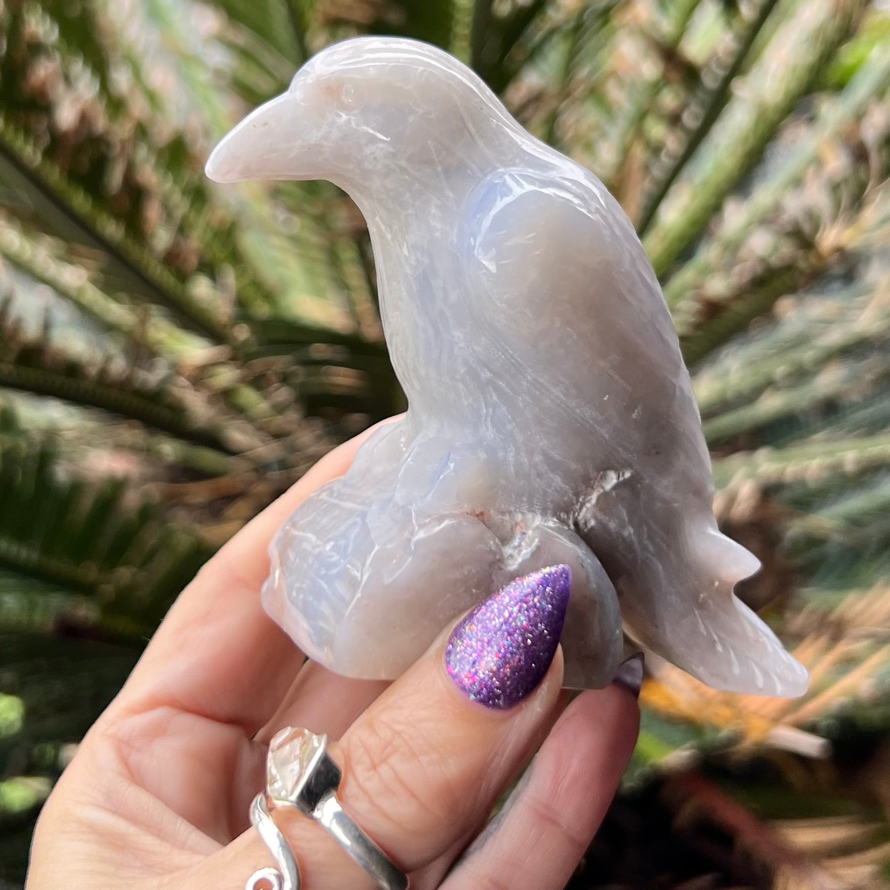 Raven Carving ~ Blue Quartz