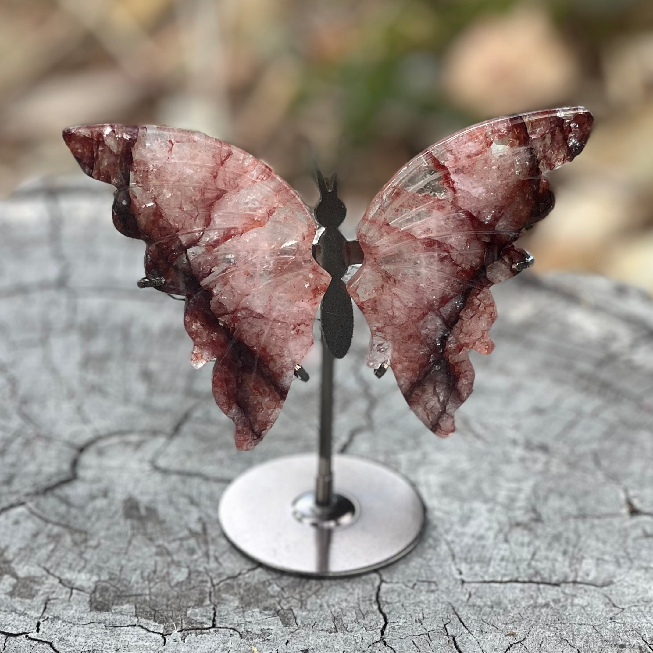 Fire Quartz Butterfly Carving