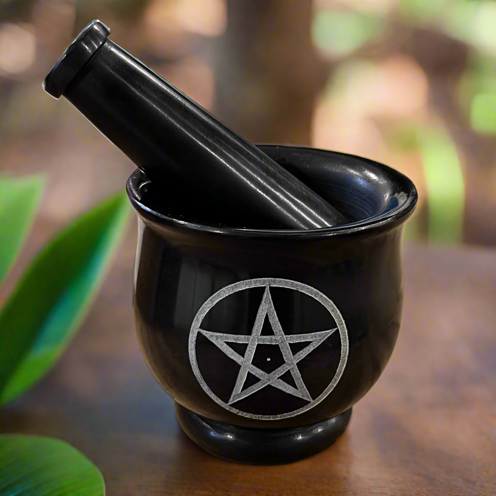 Pentagram Star Soapstone Mortar & Pestle