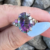 Mystic Blue Topaz & Tourmaline ~ Sterling Silver Ring ~ size 9