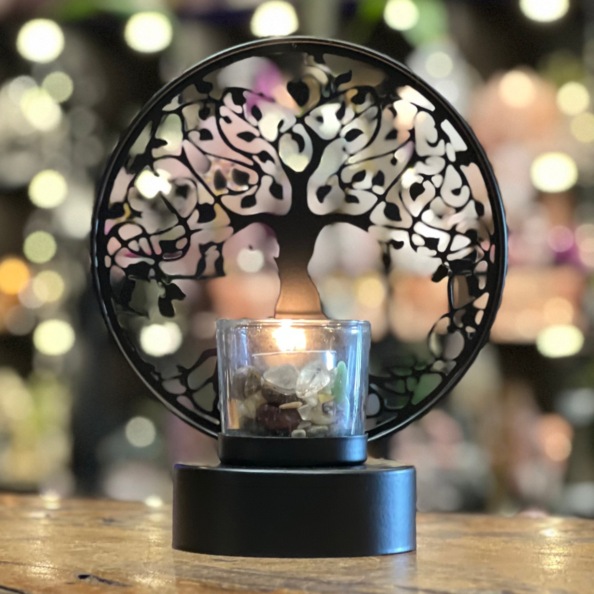 Serenity Tree Candle  with FREE bag of crystals