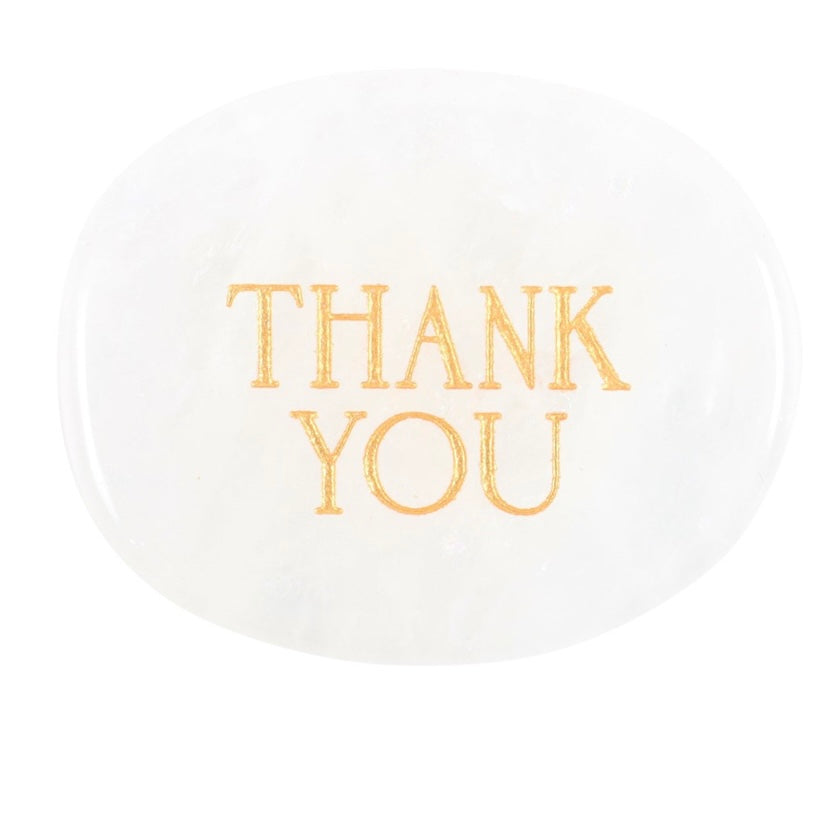 Clear Quartz “Thank You” engraved Palm Stone