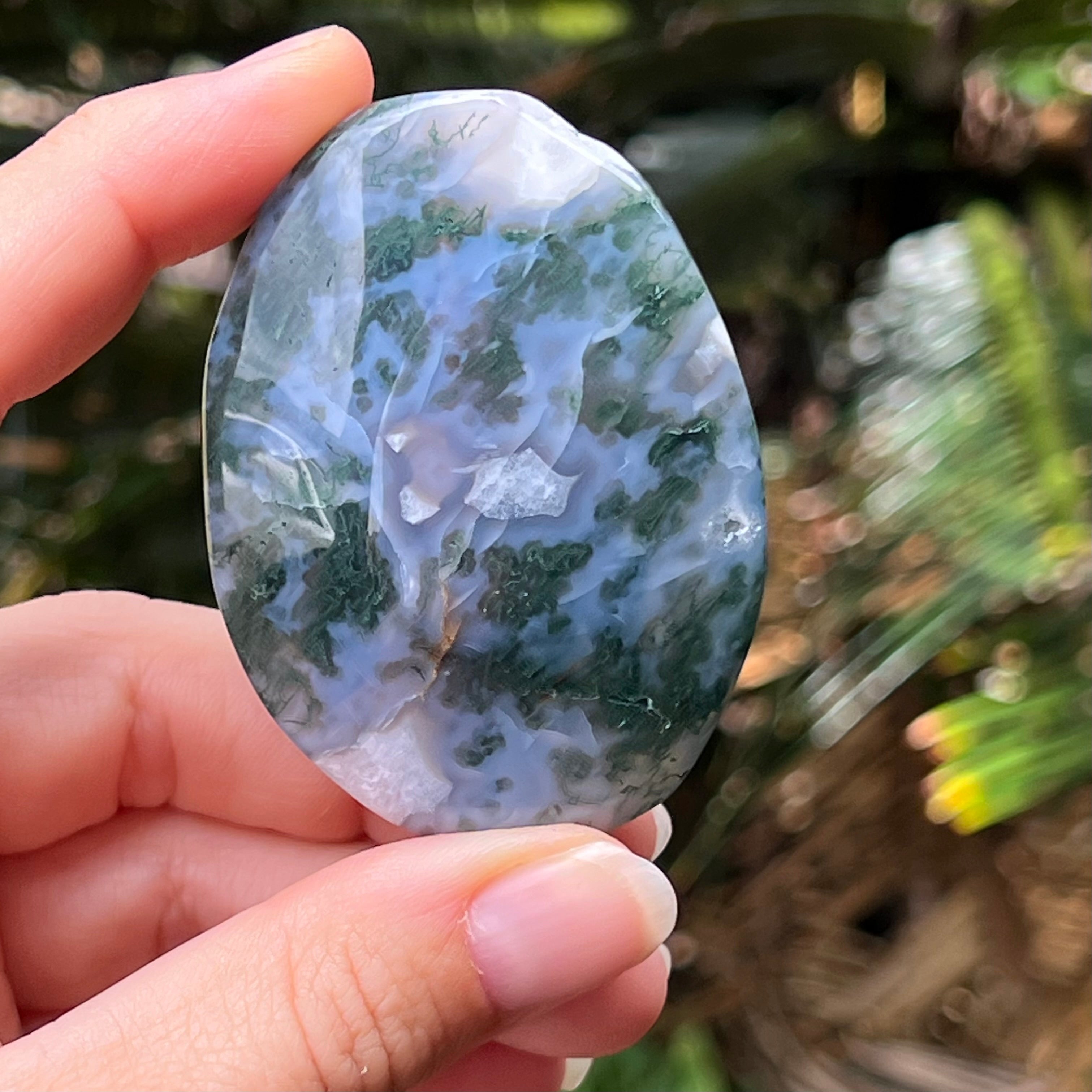 Moss Agate Palm Stone ~ 2