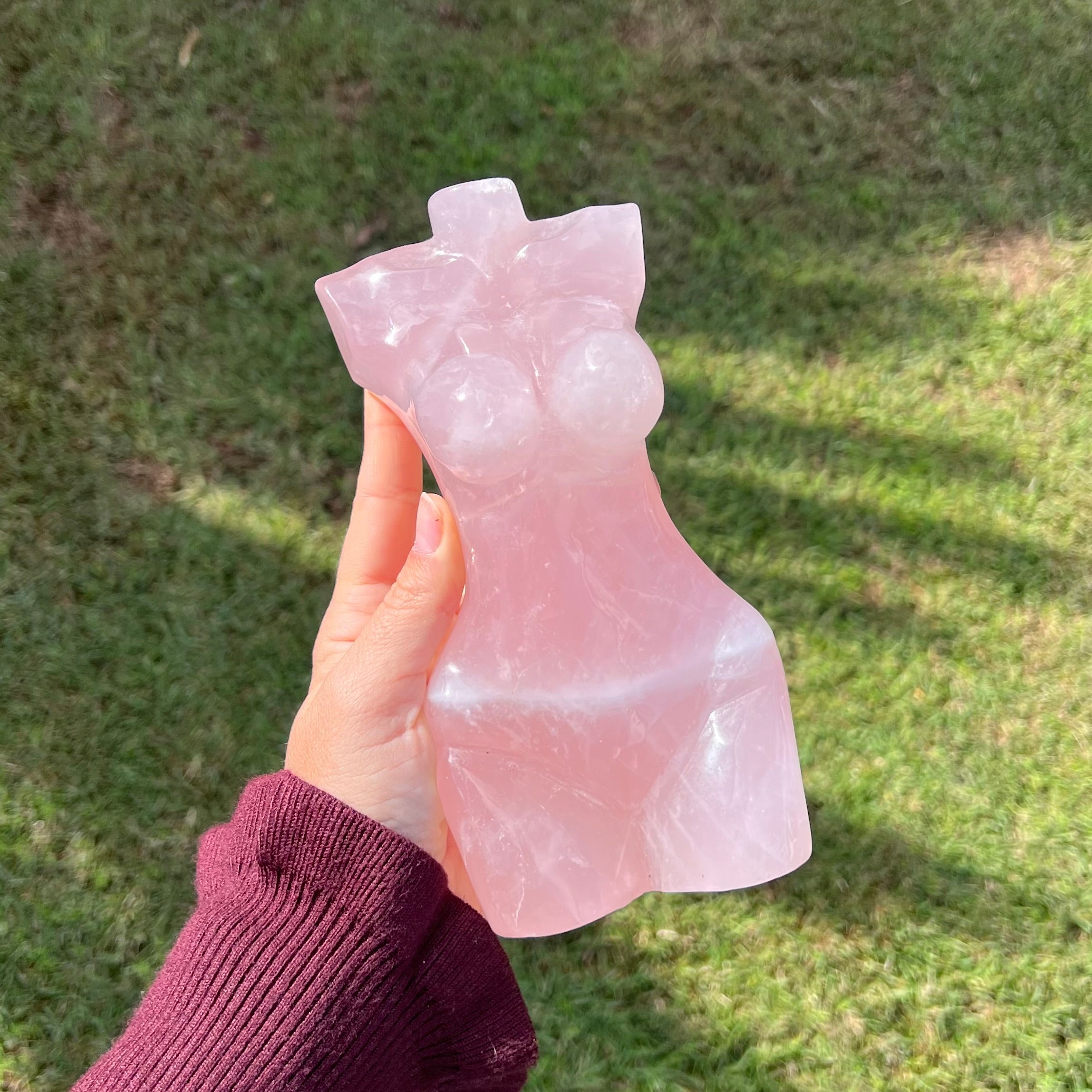 Rose Quartz ~ Large Woman Lady Body Carving