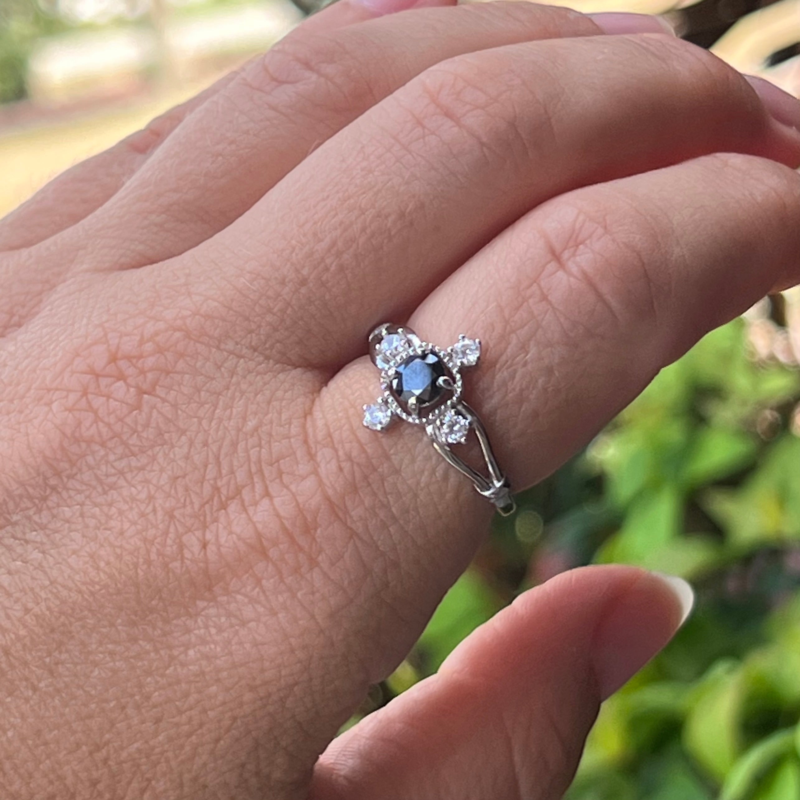 Black Moissonite ~ Sterling Silver Ring ~ Size 8