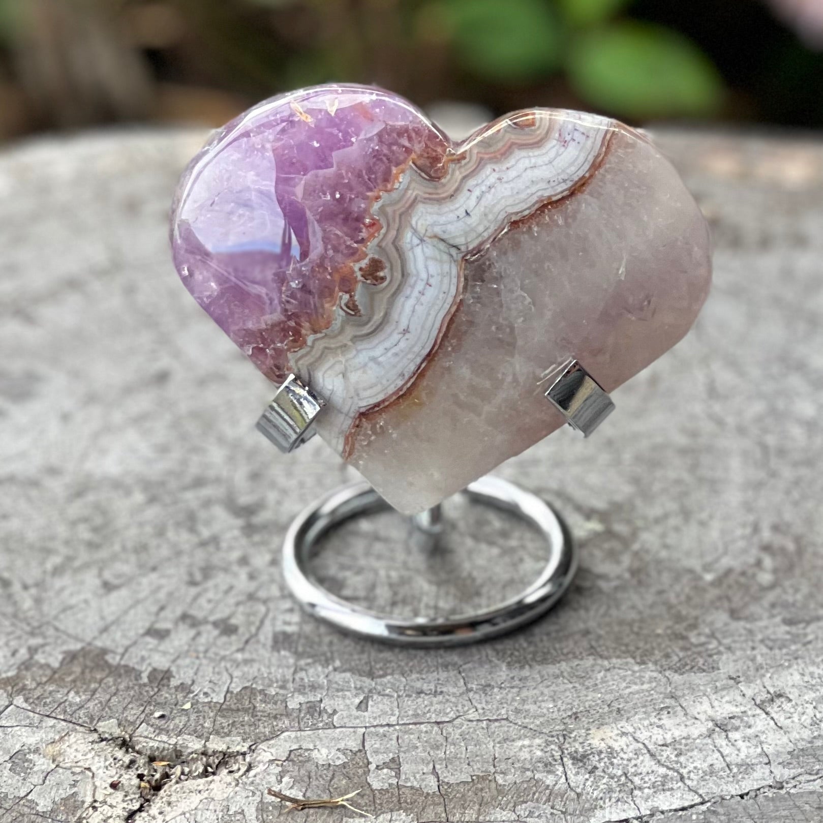 Amethyst Heart Carving on Stand