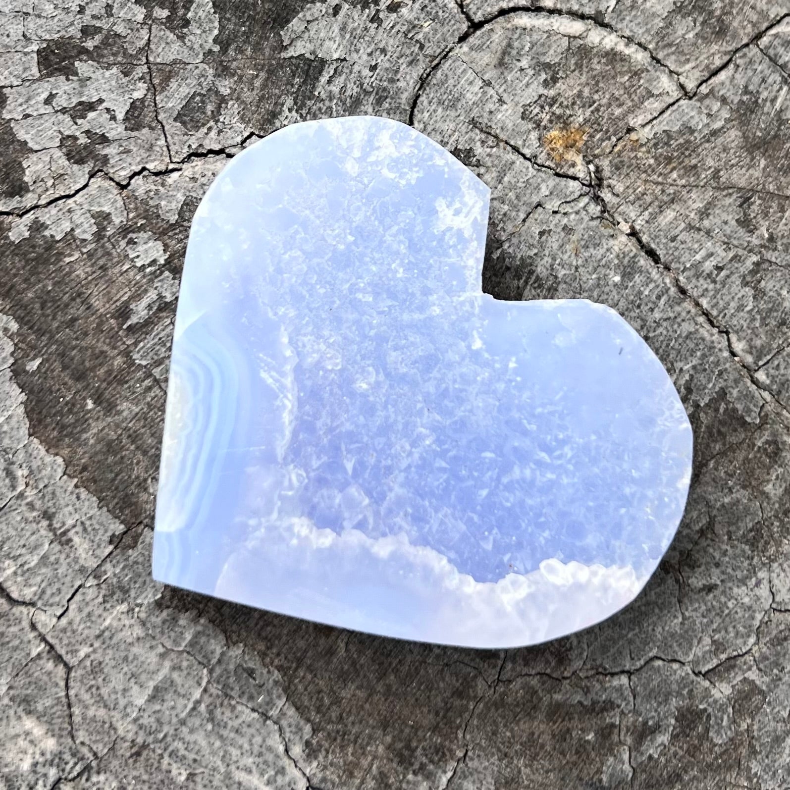 Blue Lace Agate Semi Raw ~ Heart