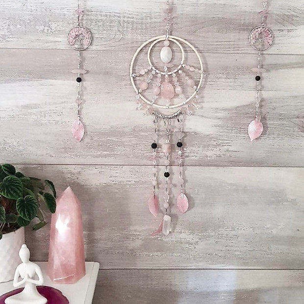 Large Dream Catcher - Rose Quartz