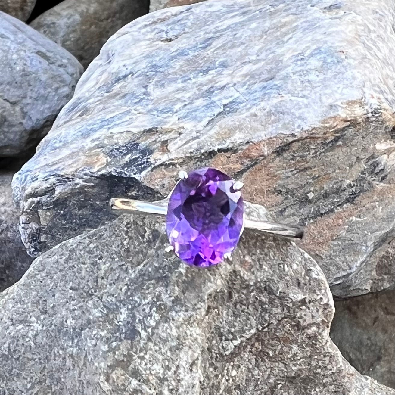 Amethyst Sterling Silver Ring ~ 7.5