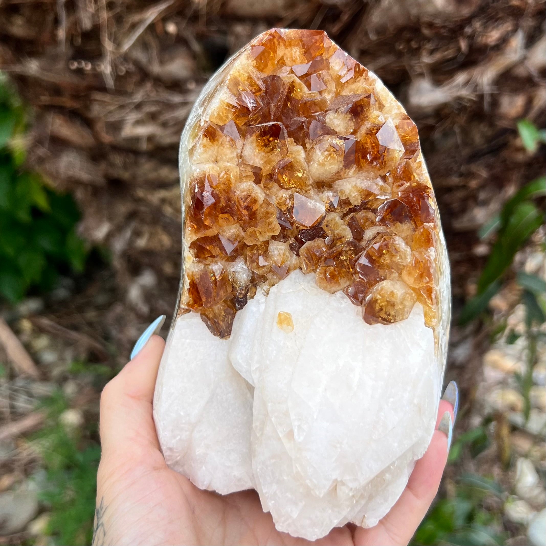 Citrine with Calcite Cluster