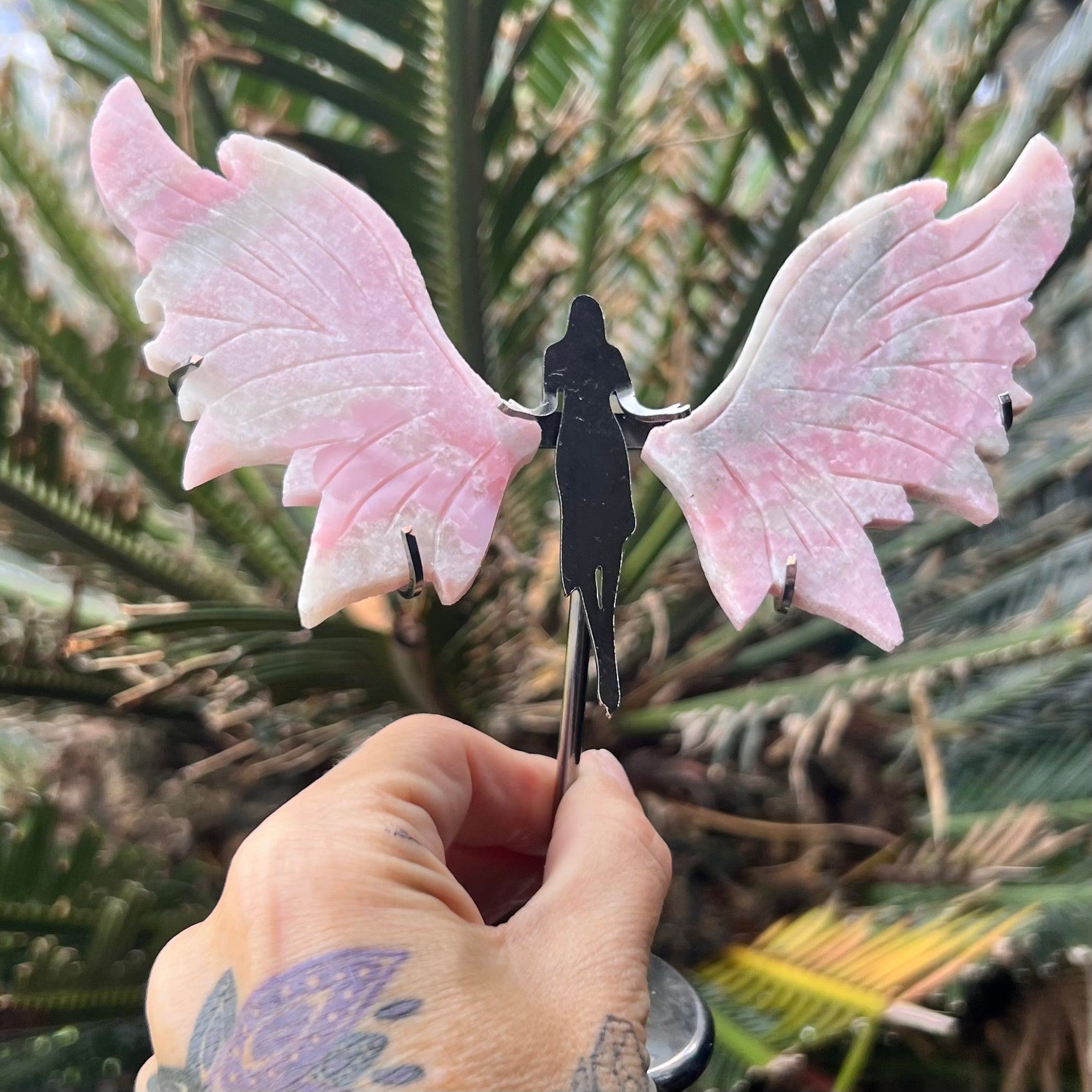 Pink Opal Lady Butterfly Carving