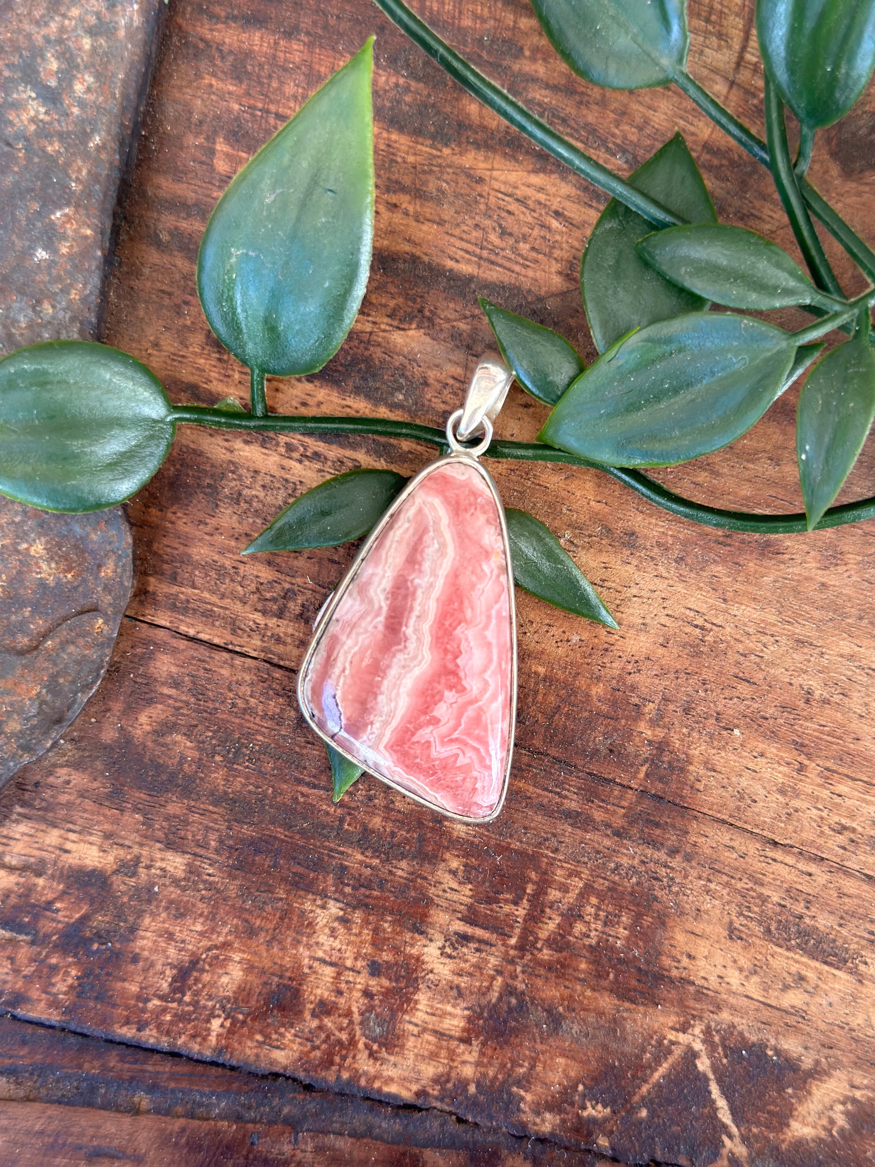 Rhodochrosite Pendant Sterling Silver 925 - Muse Crystals & Mystical Gifts