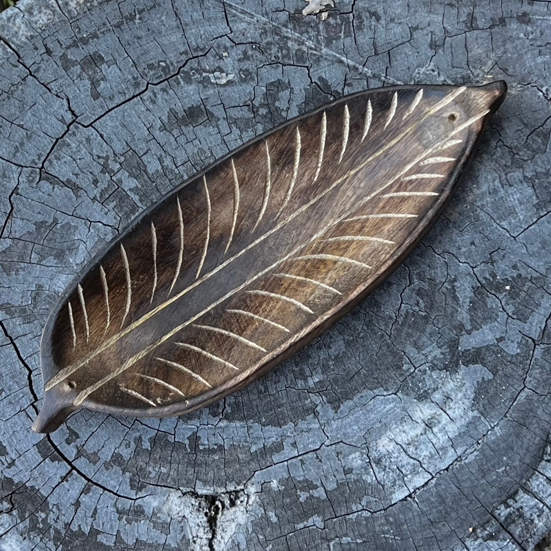 Wooden Leaf Incense Holder