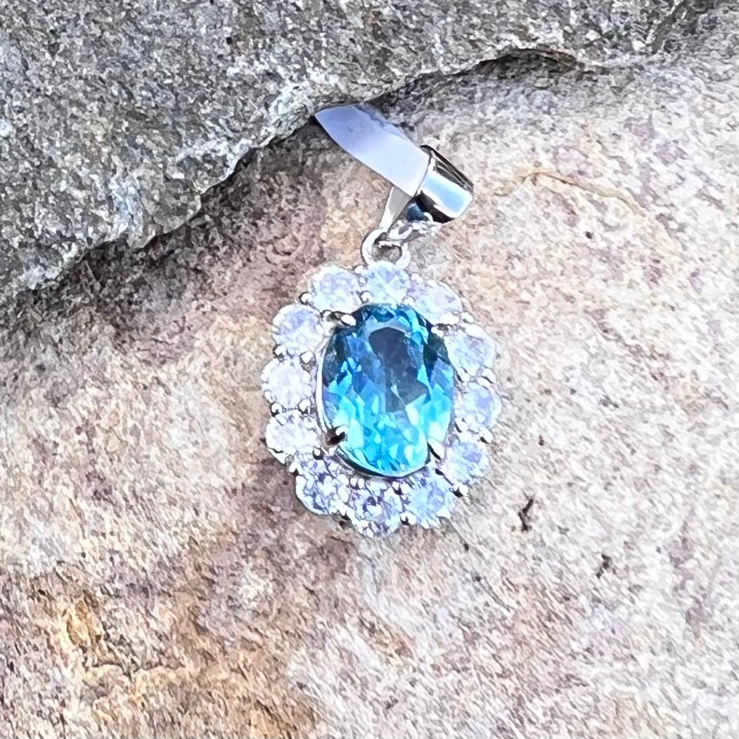 Blue Topaz ~ Sterling Silver Pendant