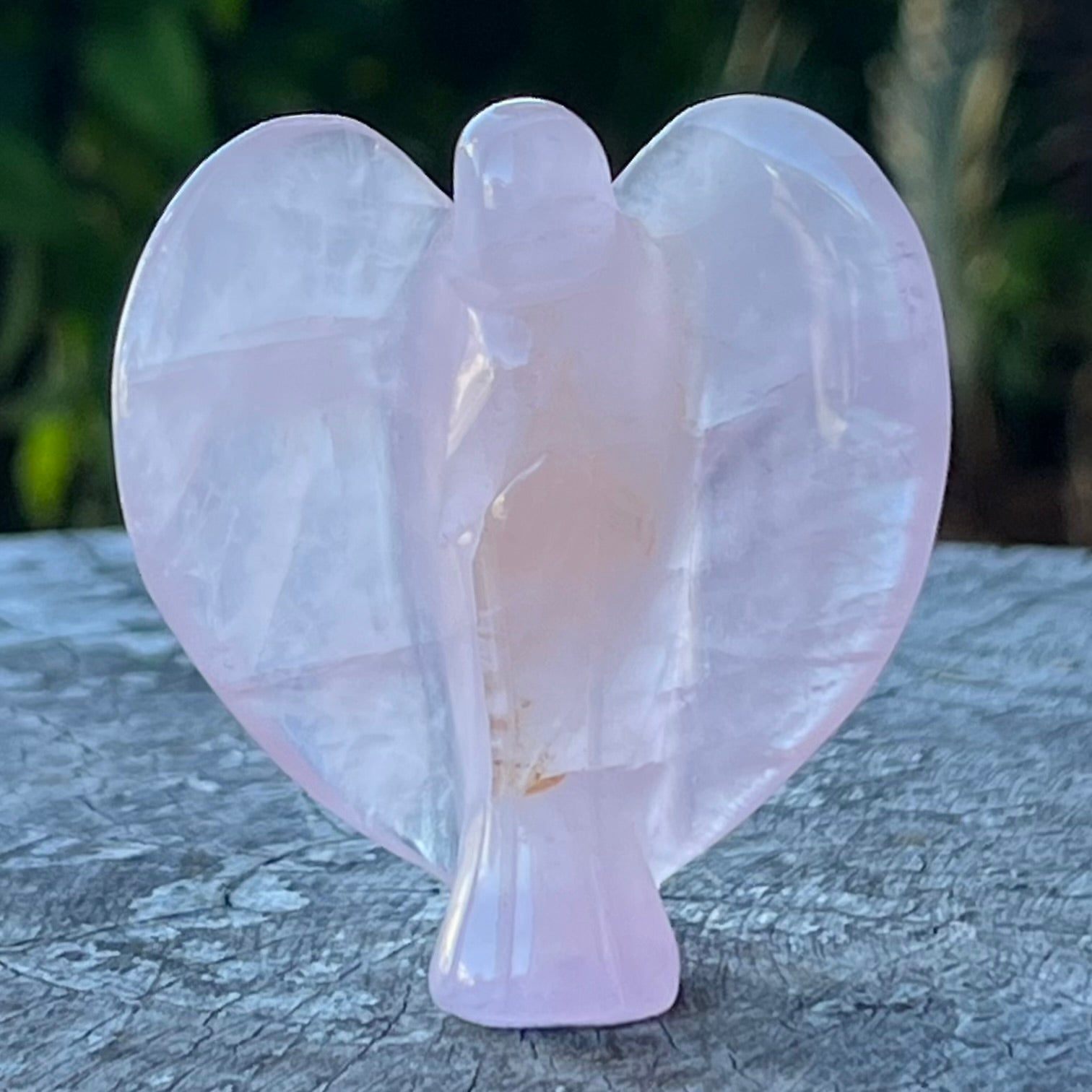 Rose Quartz Angel Carving ~ Medium