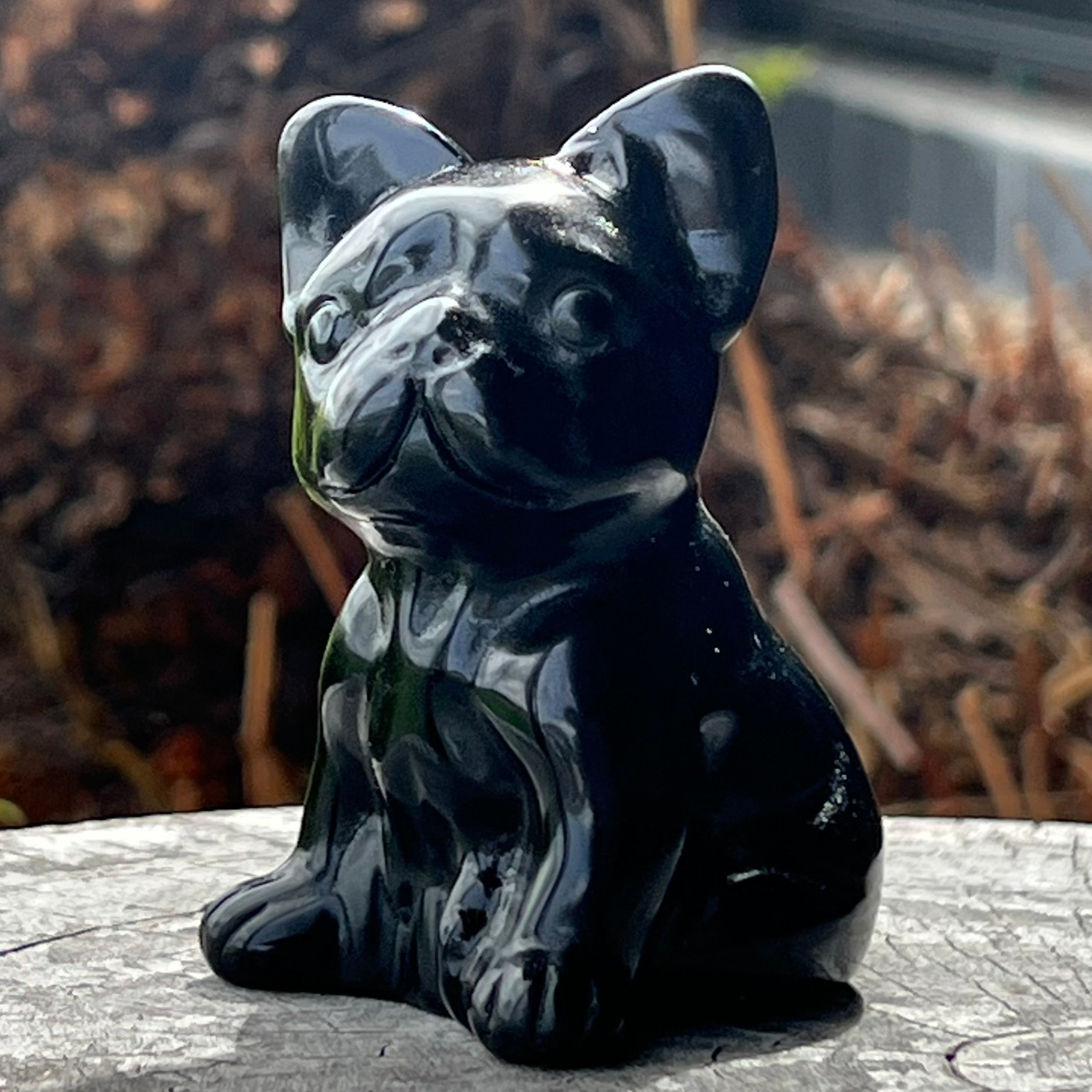 Black Obsidian ~ French Bulldog Carving