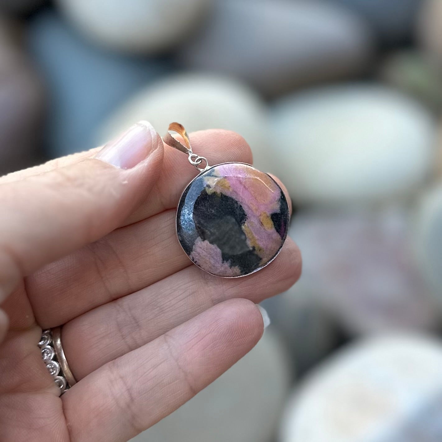 Round Rhodonite Pendant