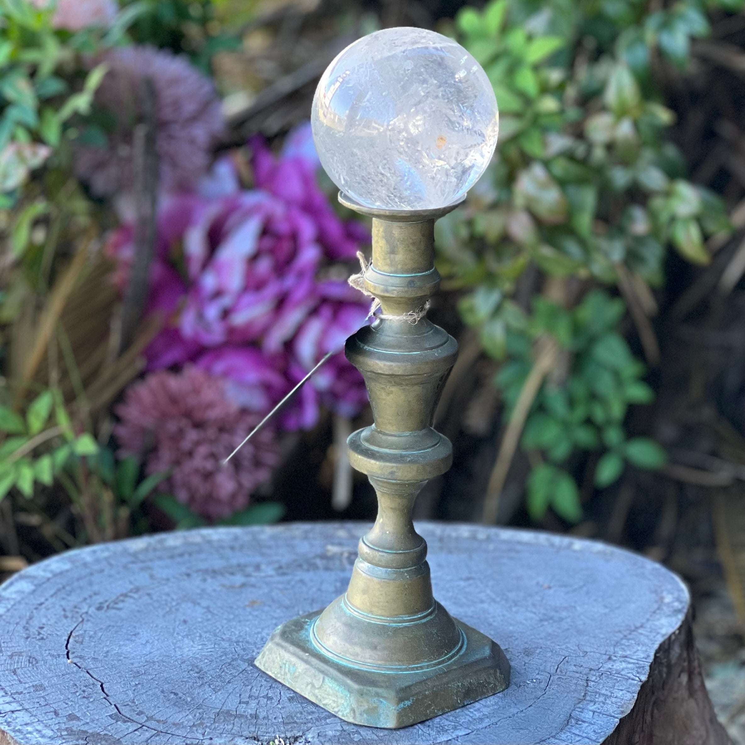 Boho Jungle ~ Vintage Brass Candle Holder - Sphere Holder Decor